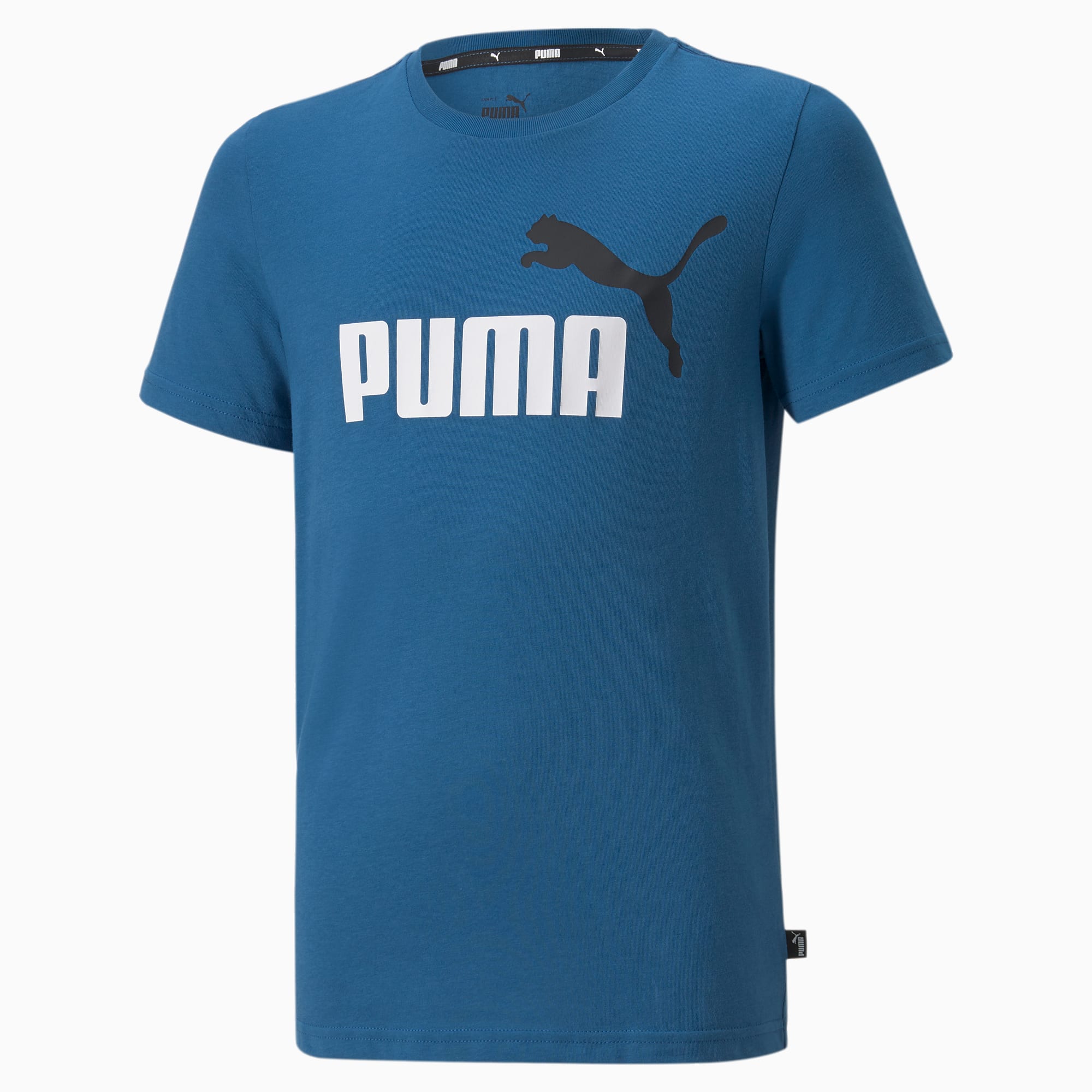 Essentials+ Two-Tone Logo Tee Youth, Lake Blue, large-SEA
