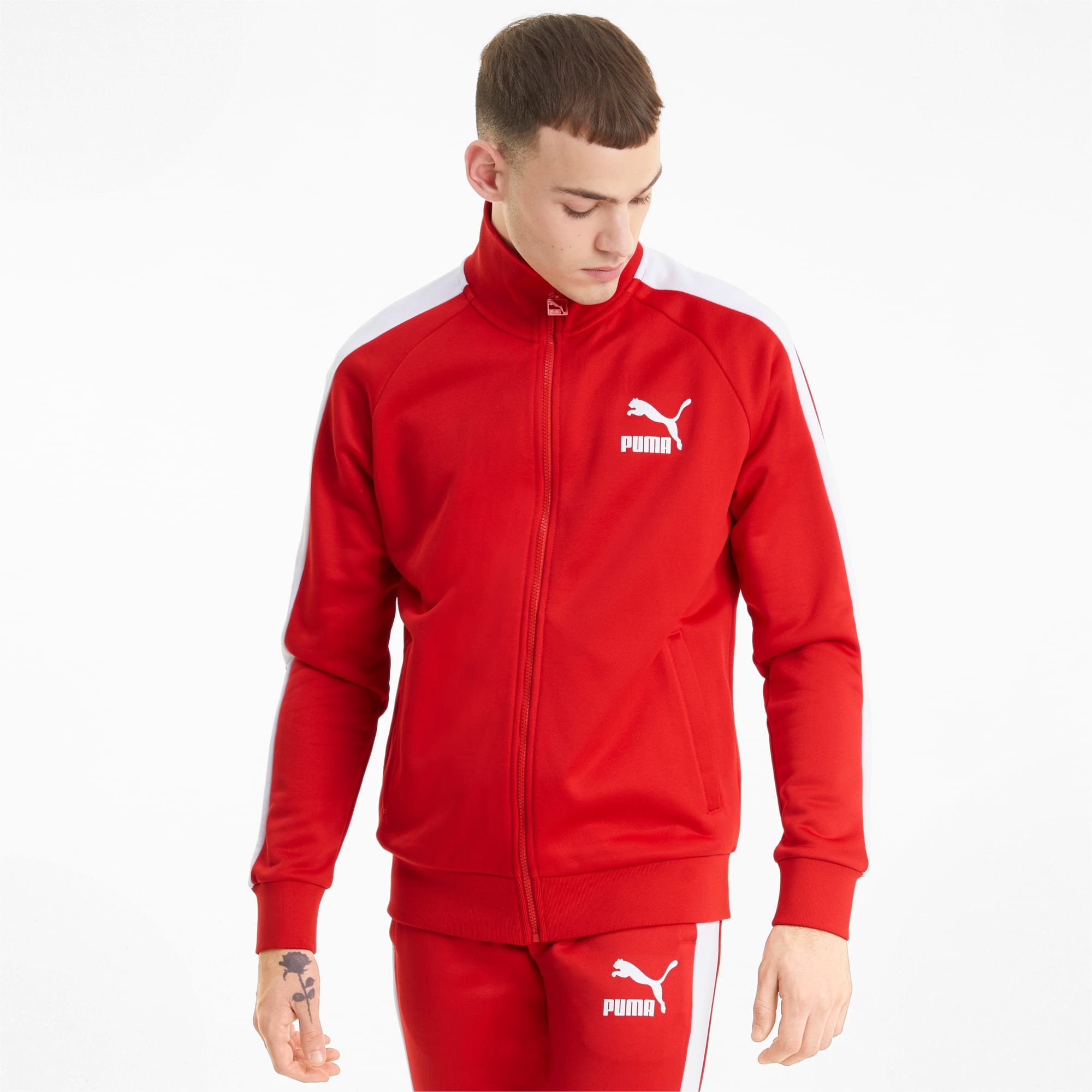 Puma ICONIC T7 TRACKSUIT Men's - RED WHITE – Moesports