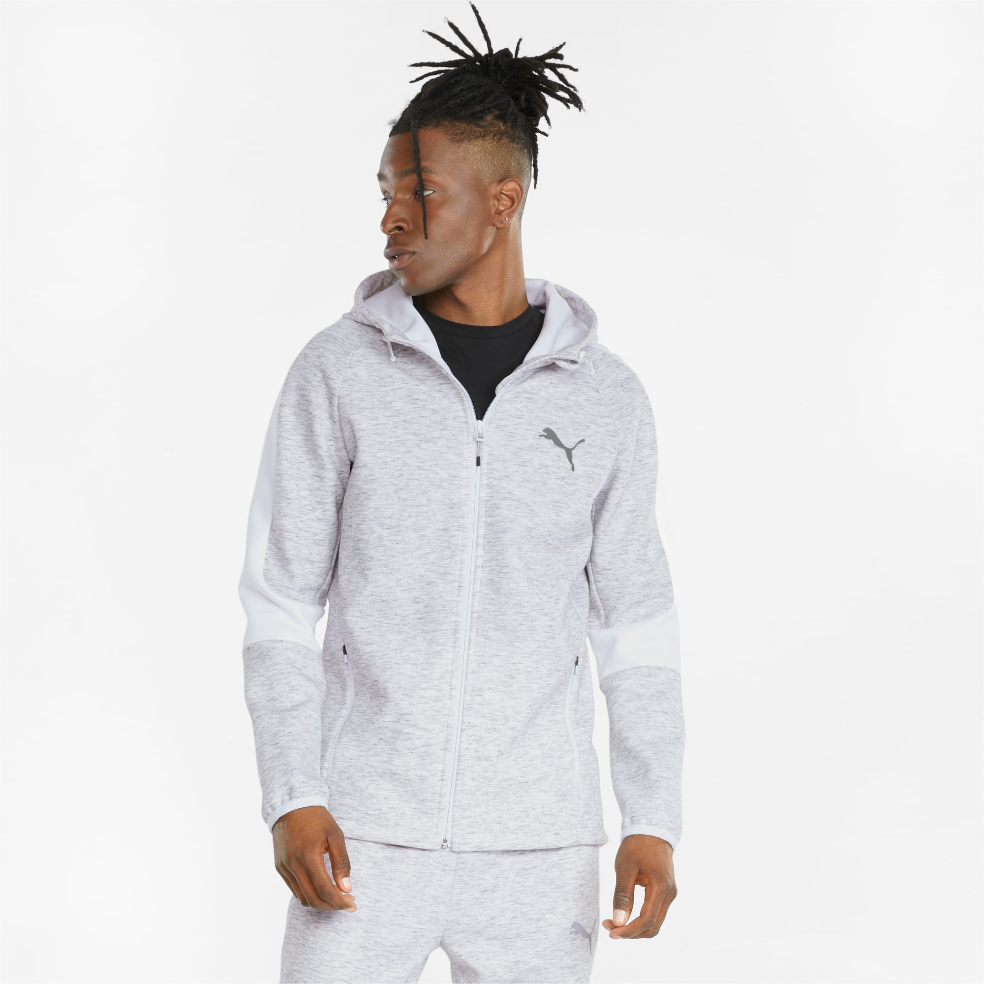 chaqueta puma evostripe full-zip gris blanco de hombre.