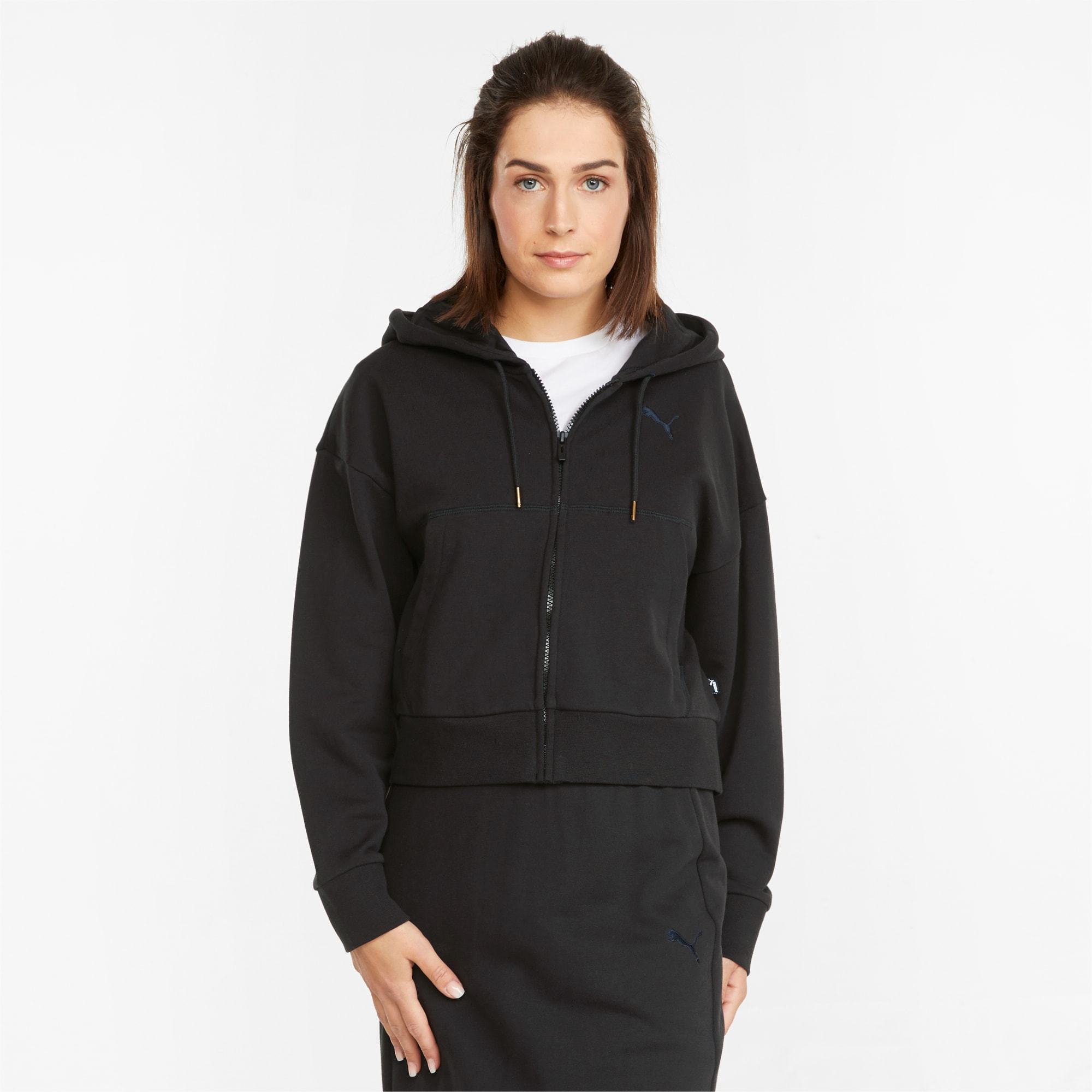 Tommy Hilfiger Women's French Terry Relaxed Fit Full Zip Hoodie, Black at   Women's Clothing store