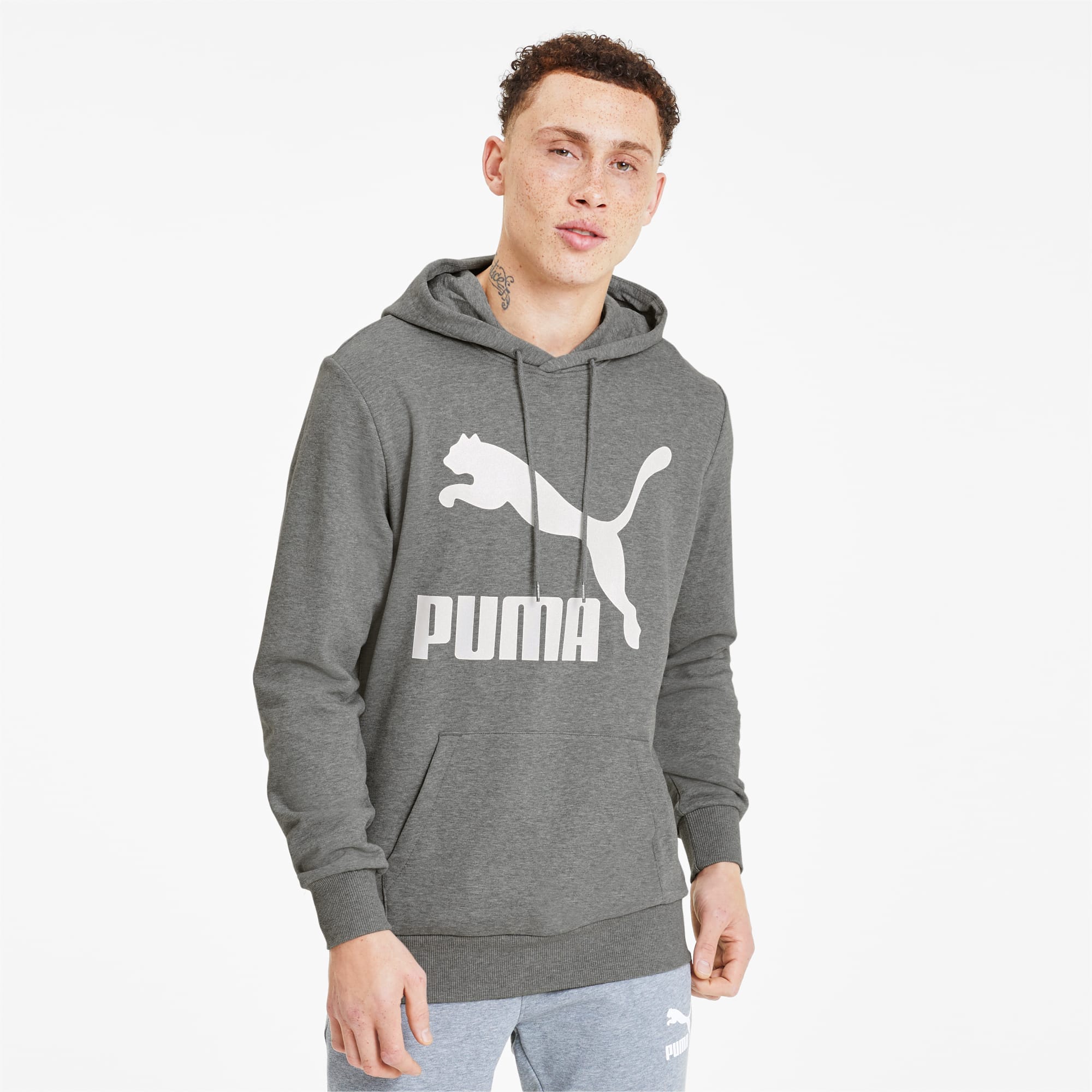 mens grey puma hoodie