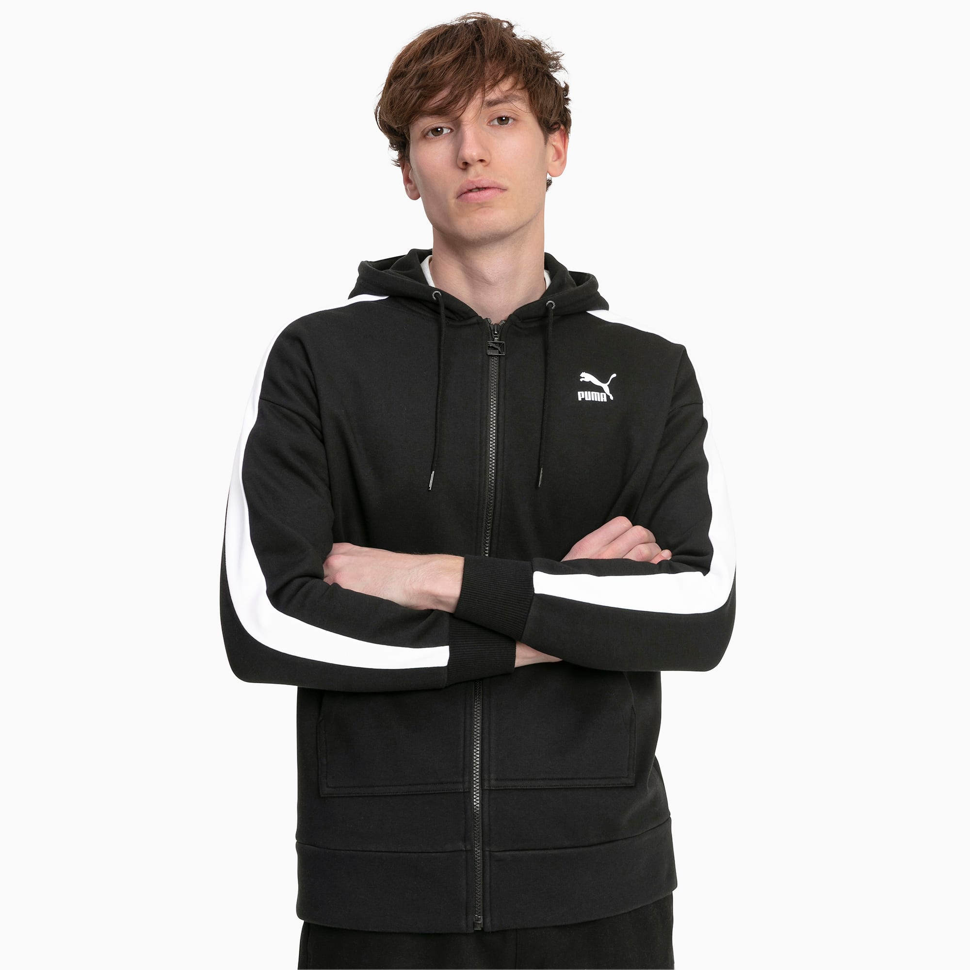 puma taped hoodie in black