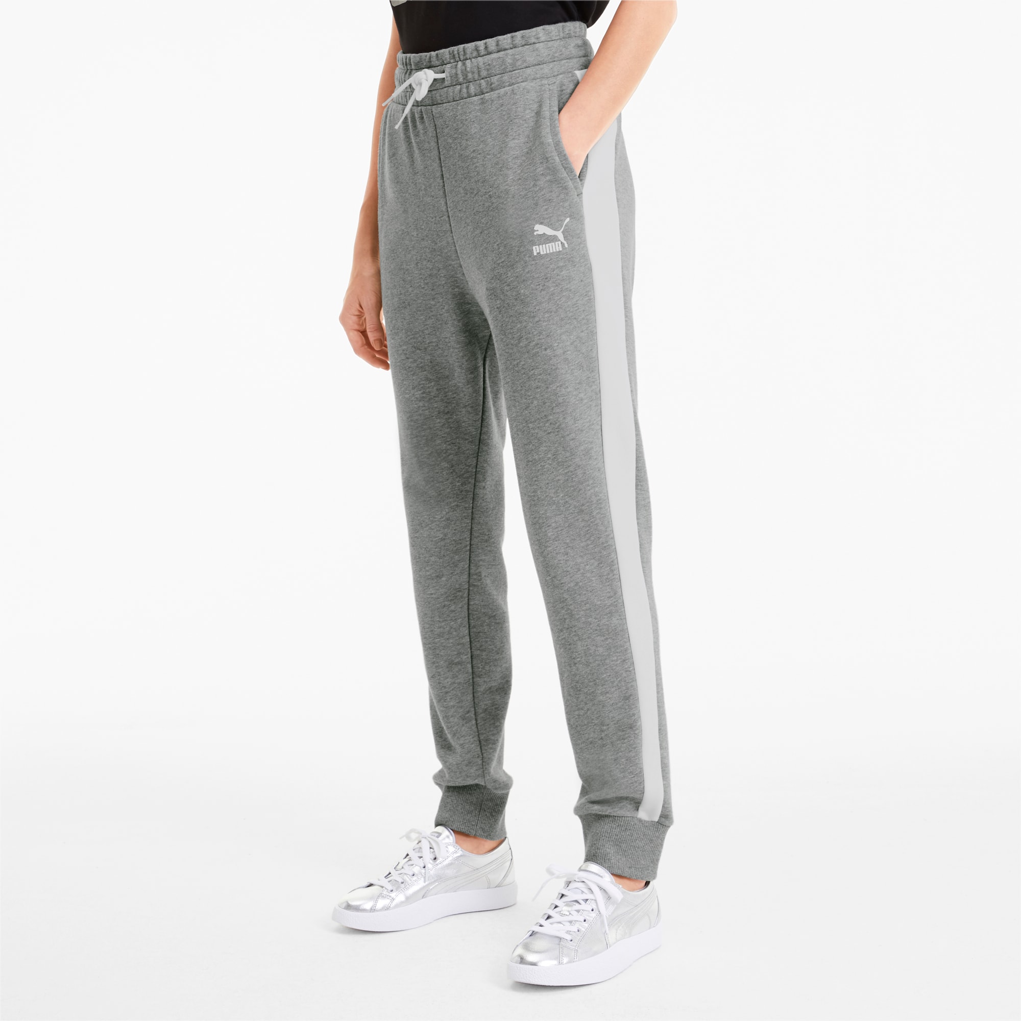 gray track pants