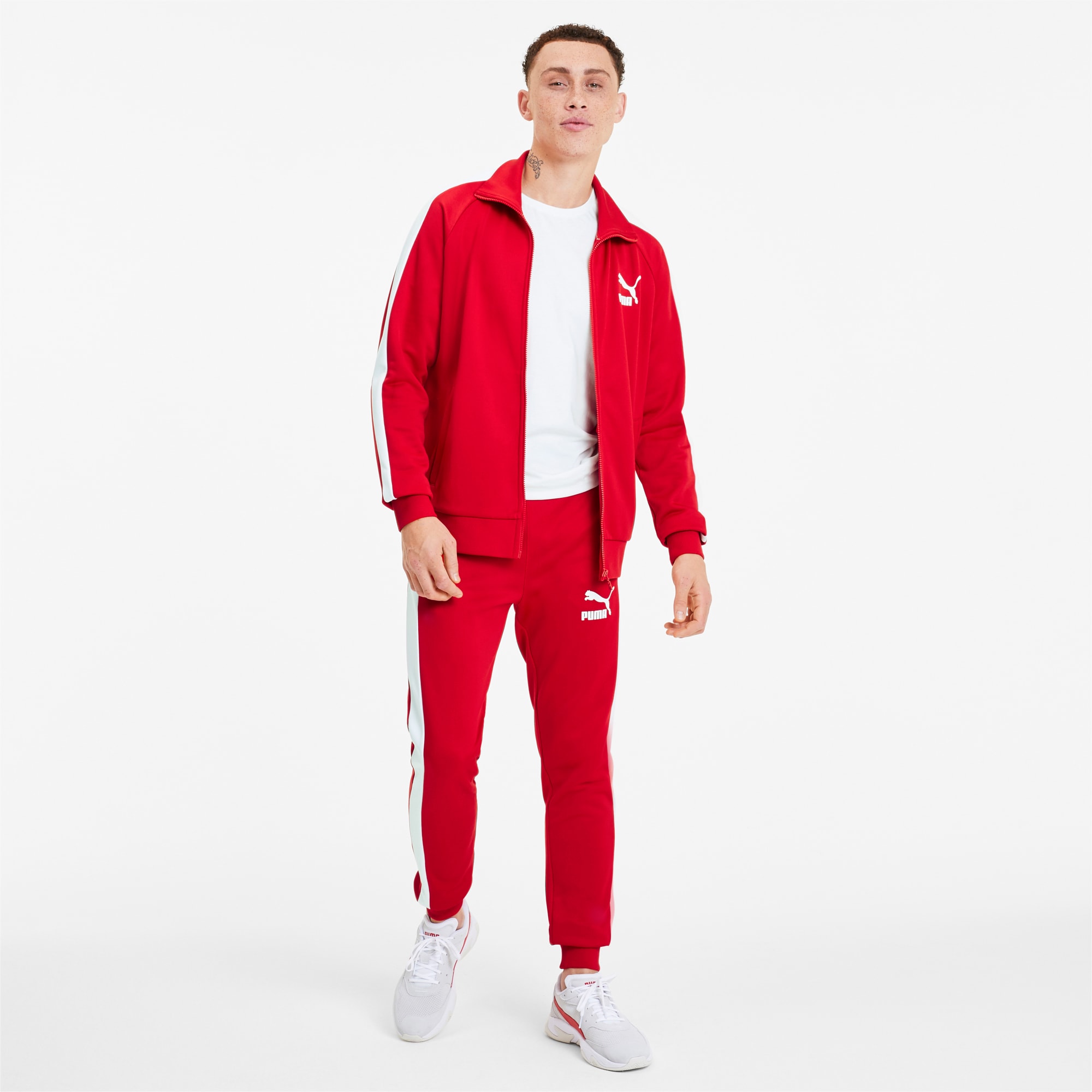 Puma ICONIC T7 TRACKSUIT Men's - RED WHITE – Moesports