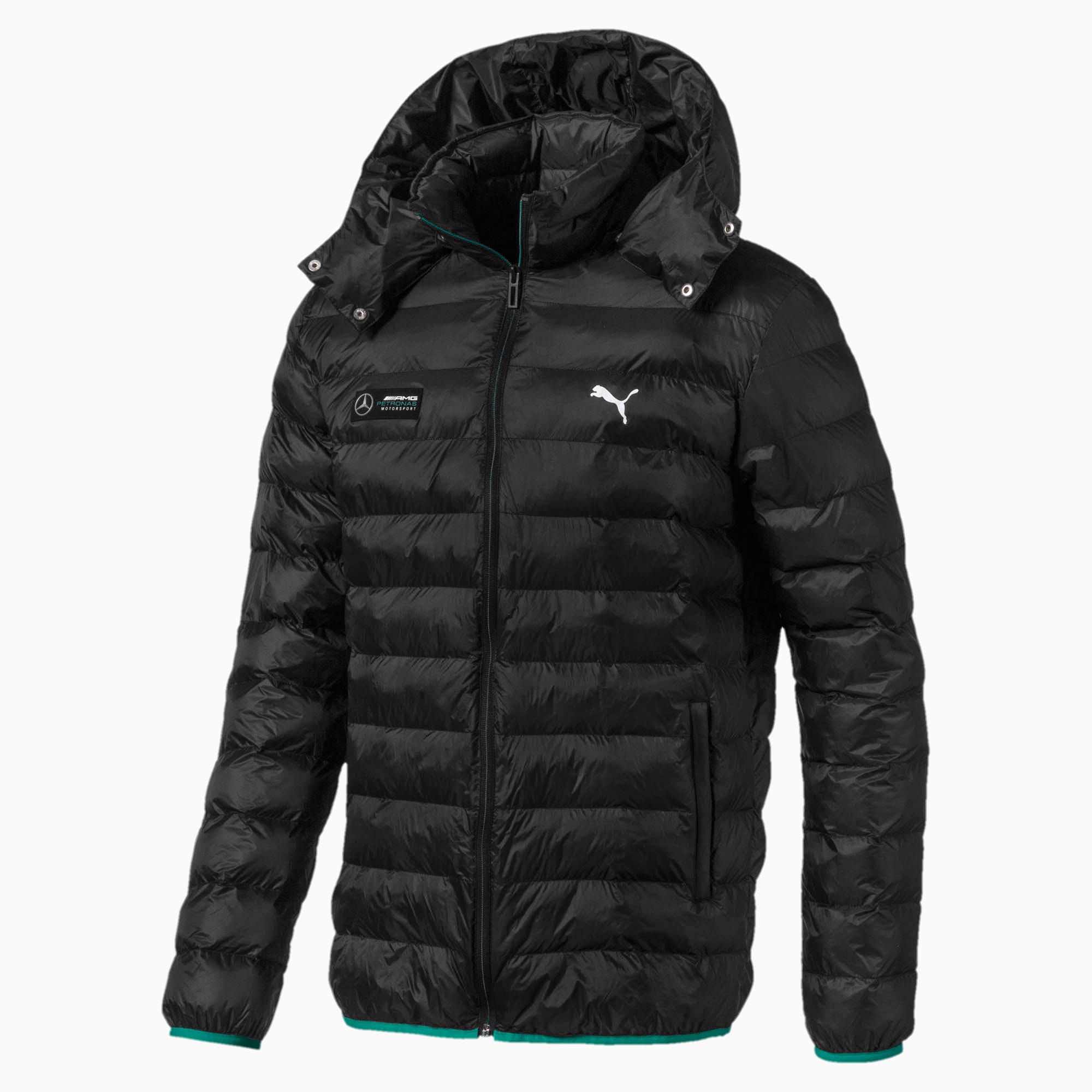 puma packable hooded jacket in black