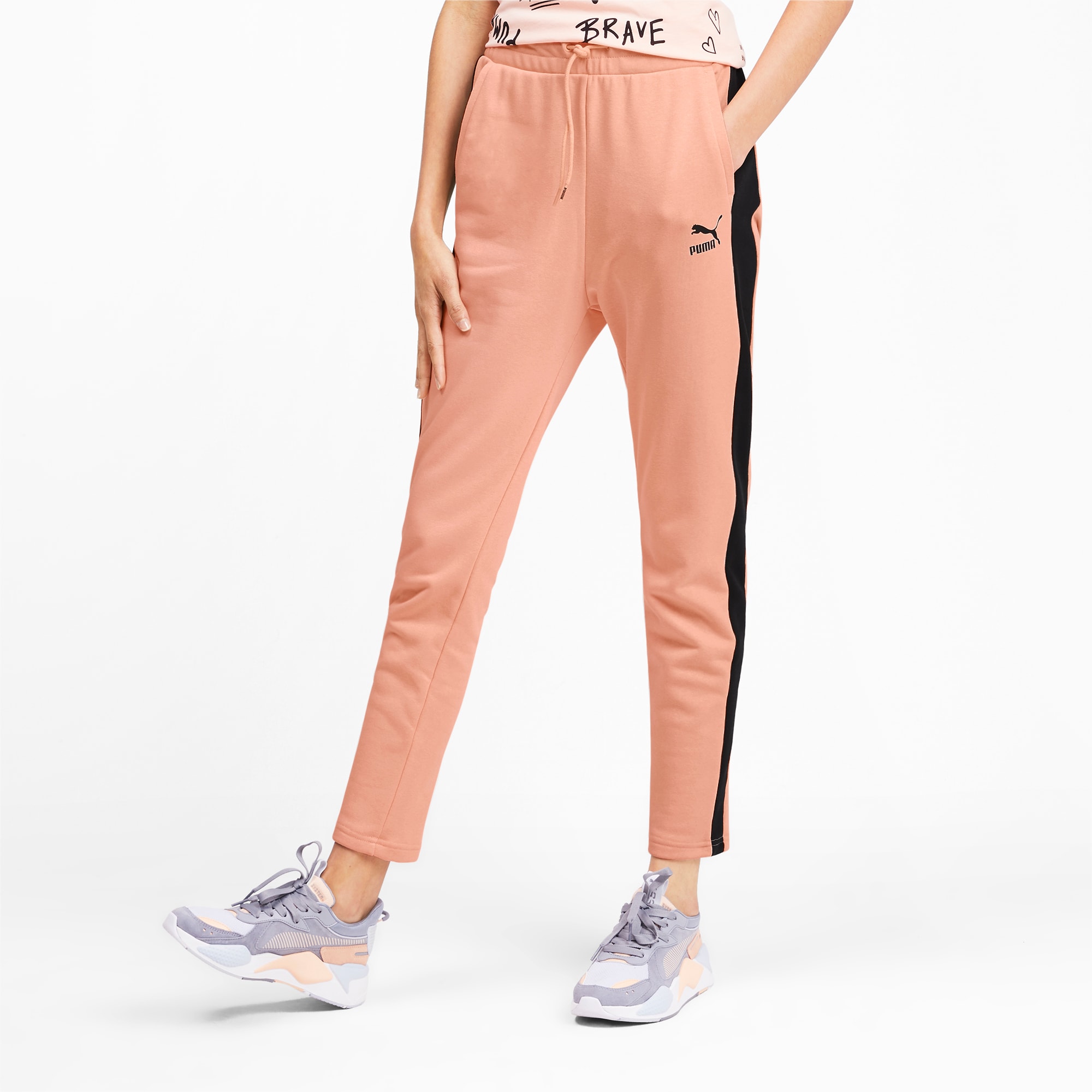 Puma T7 Track Pants - Black/Beetroot - Womens - Shoplifestyle