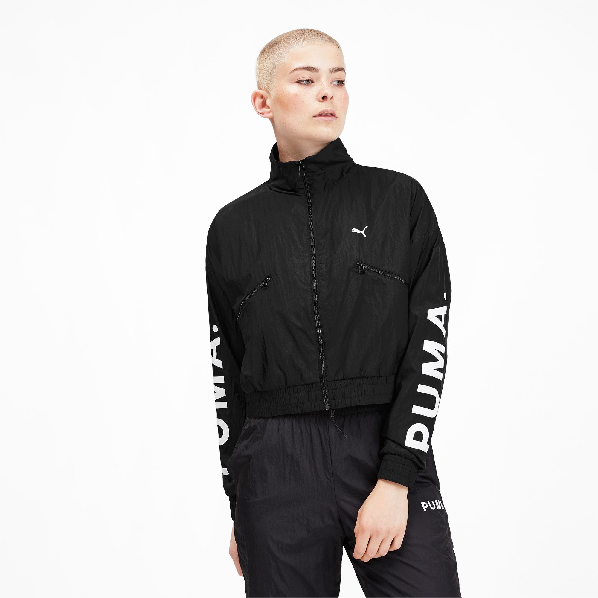 puma black full sleeve woven jacket