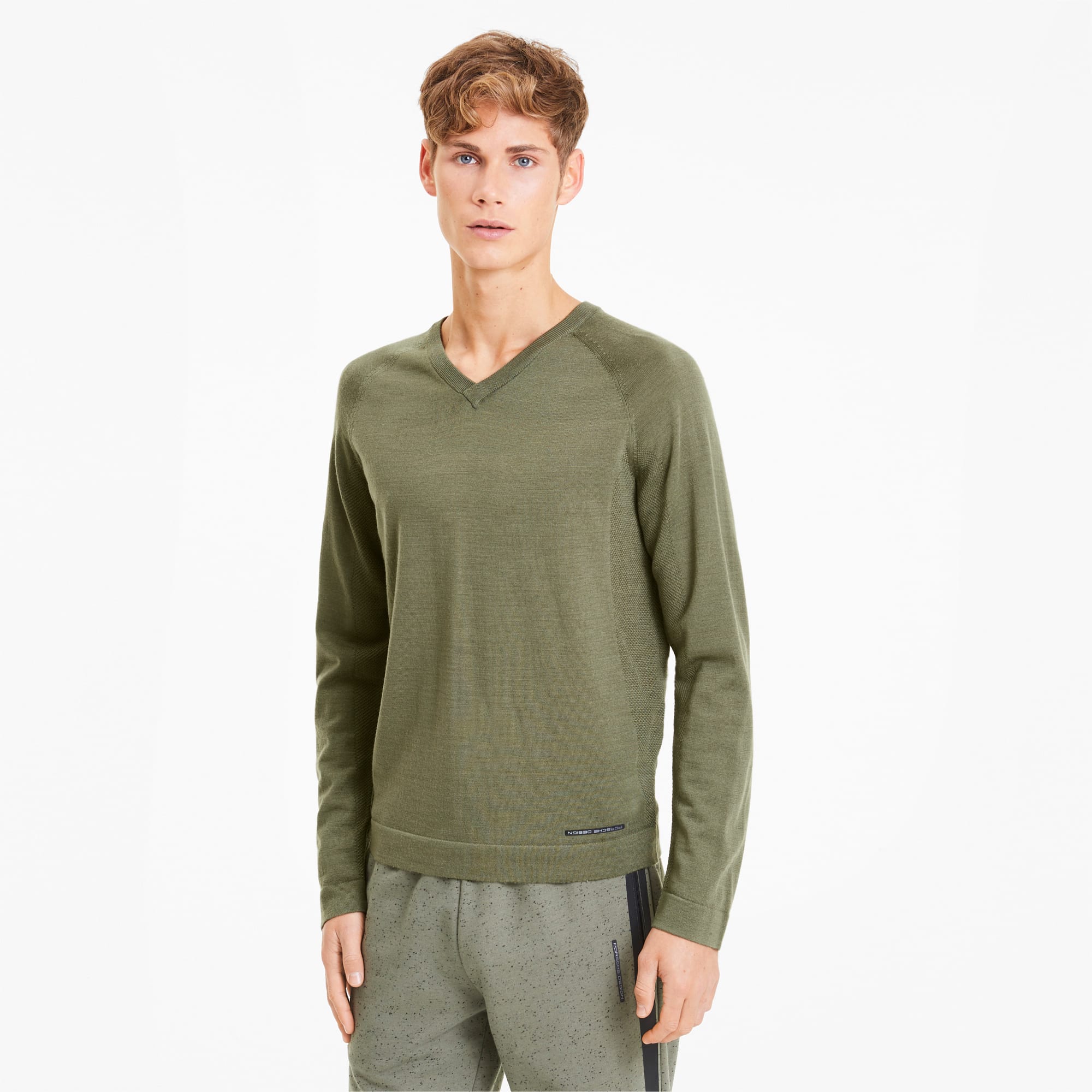 mens green v neck sweater