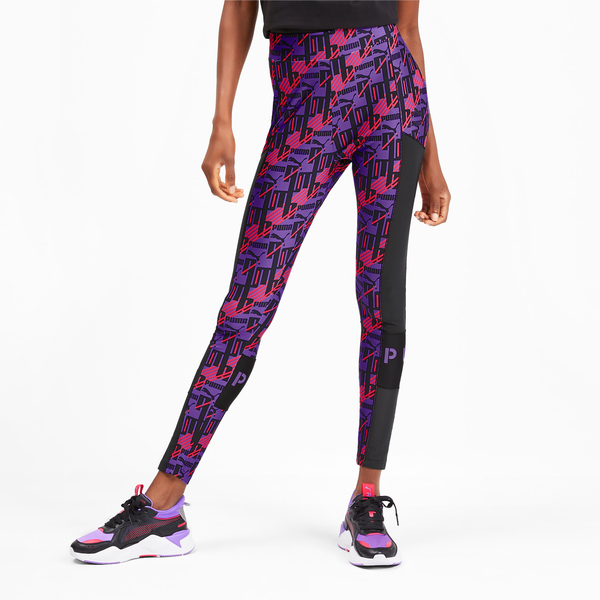 PUMA Women's XTG All Over Print Leggings, Purple Glimmer-AOP, X-Small 