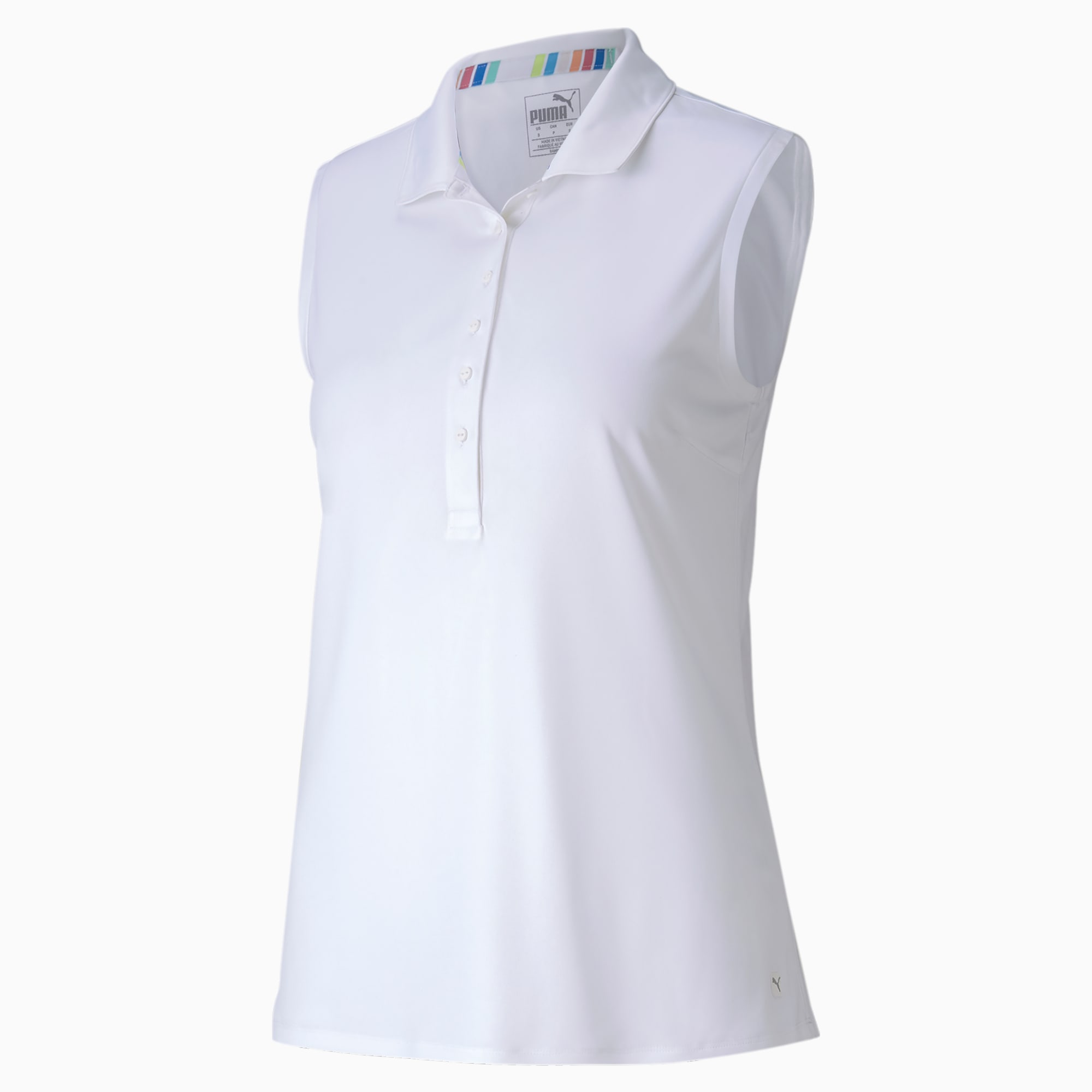 White sleeveless golf tops