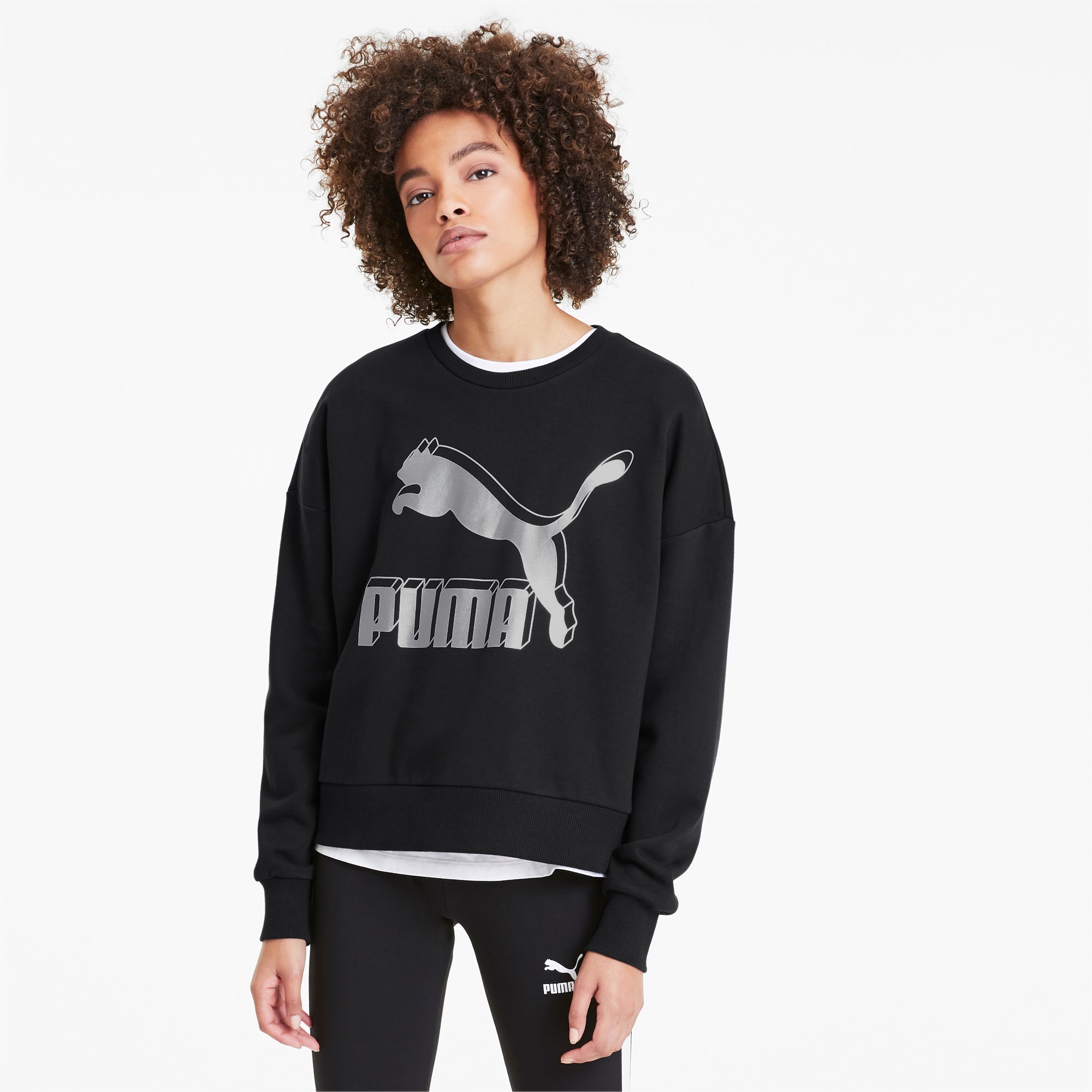 Classics Logo Metallic Crew Women s Sweater