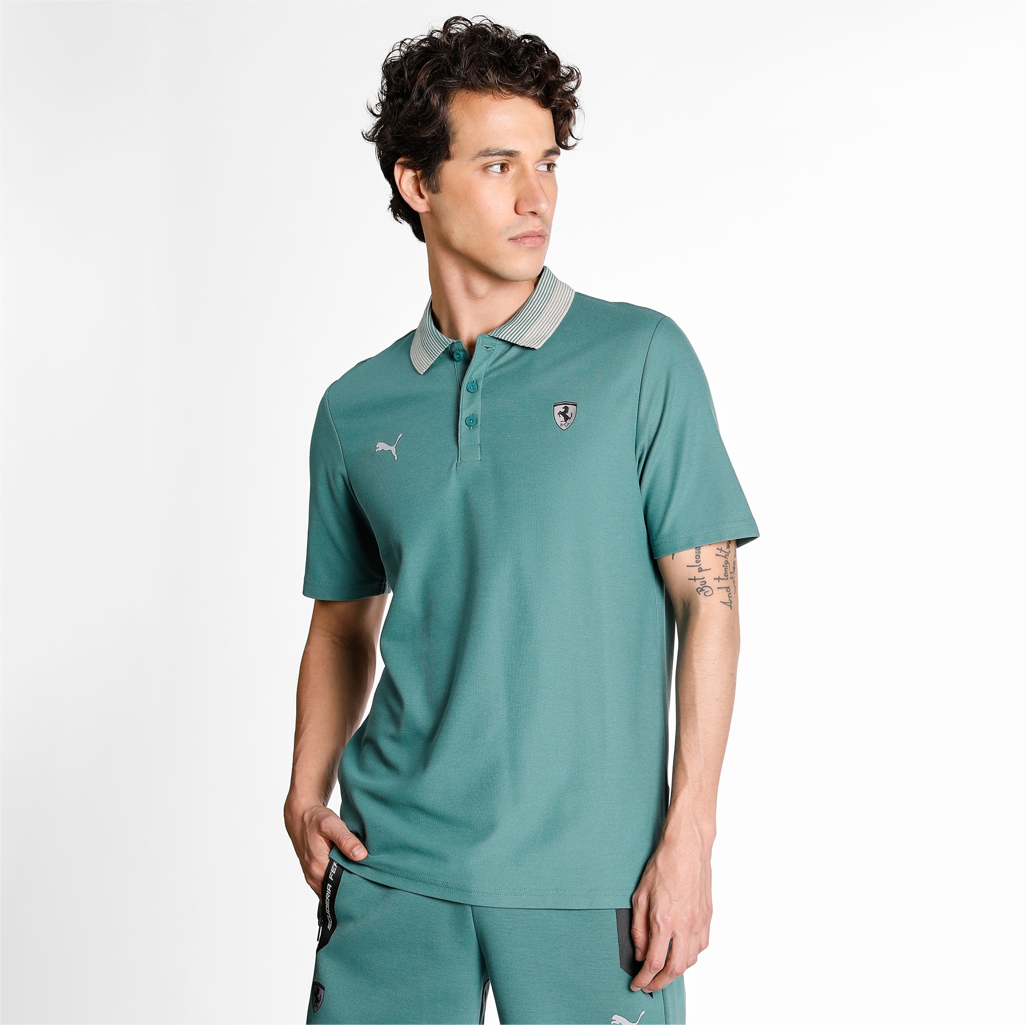 Puma Solid Men Polo Neck Blue T-shirt