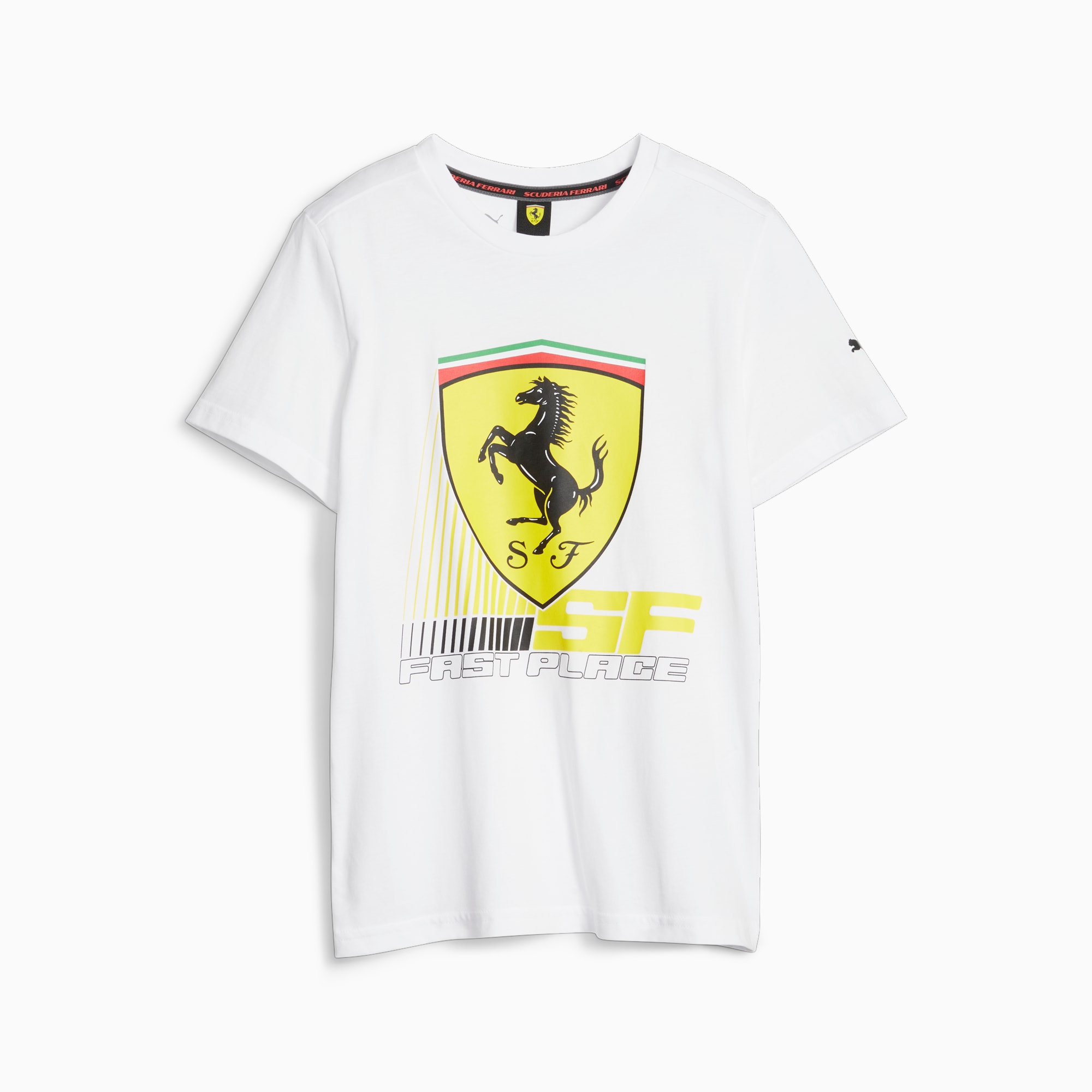 Puma Scuderia Ferrari Big Kids' Motorsport T-Shirt, White, 6