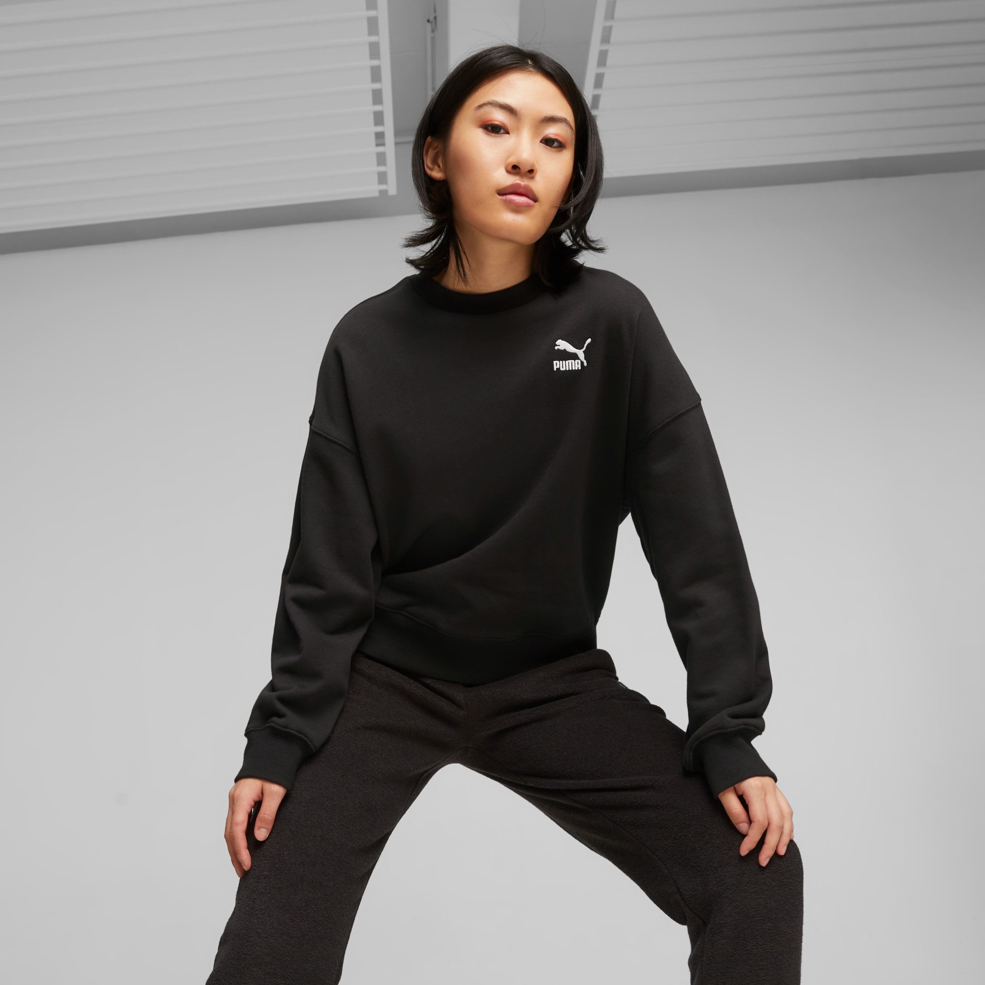 Puma velvet rib crew sweatshirt hot sale