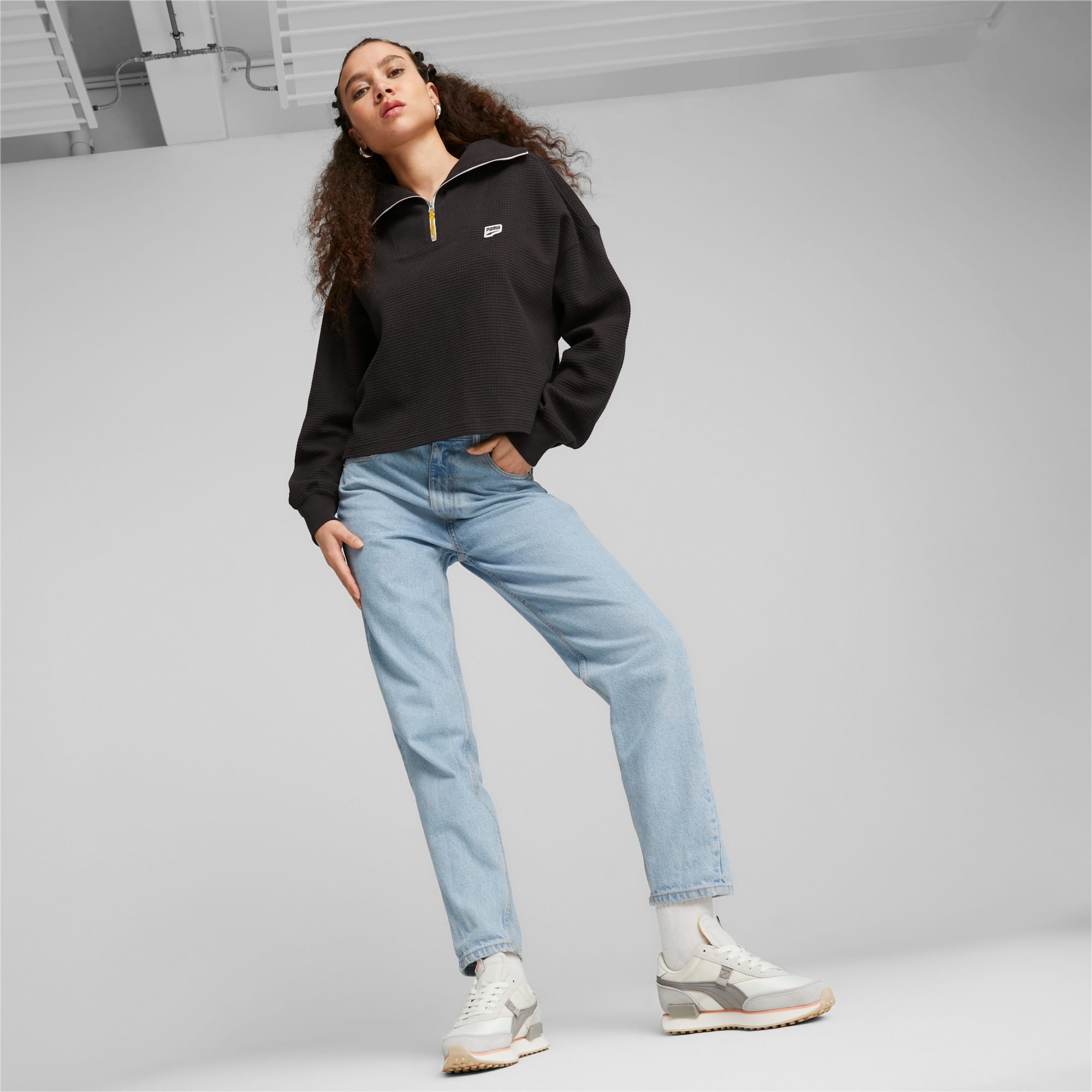 PUMA Womens X First Mile Double Knit Half Zip Hoodie Athletic Outerwear  Casual - Off White - Size XS at  Women's Clothing store