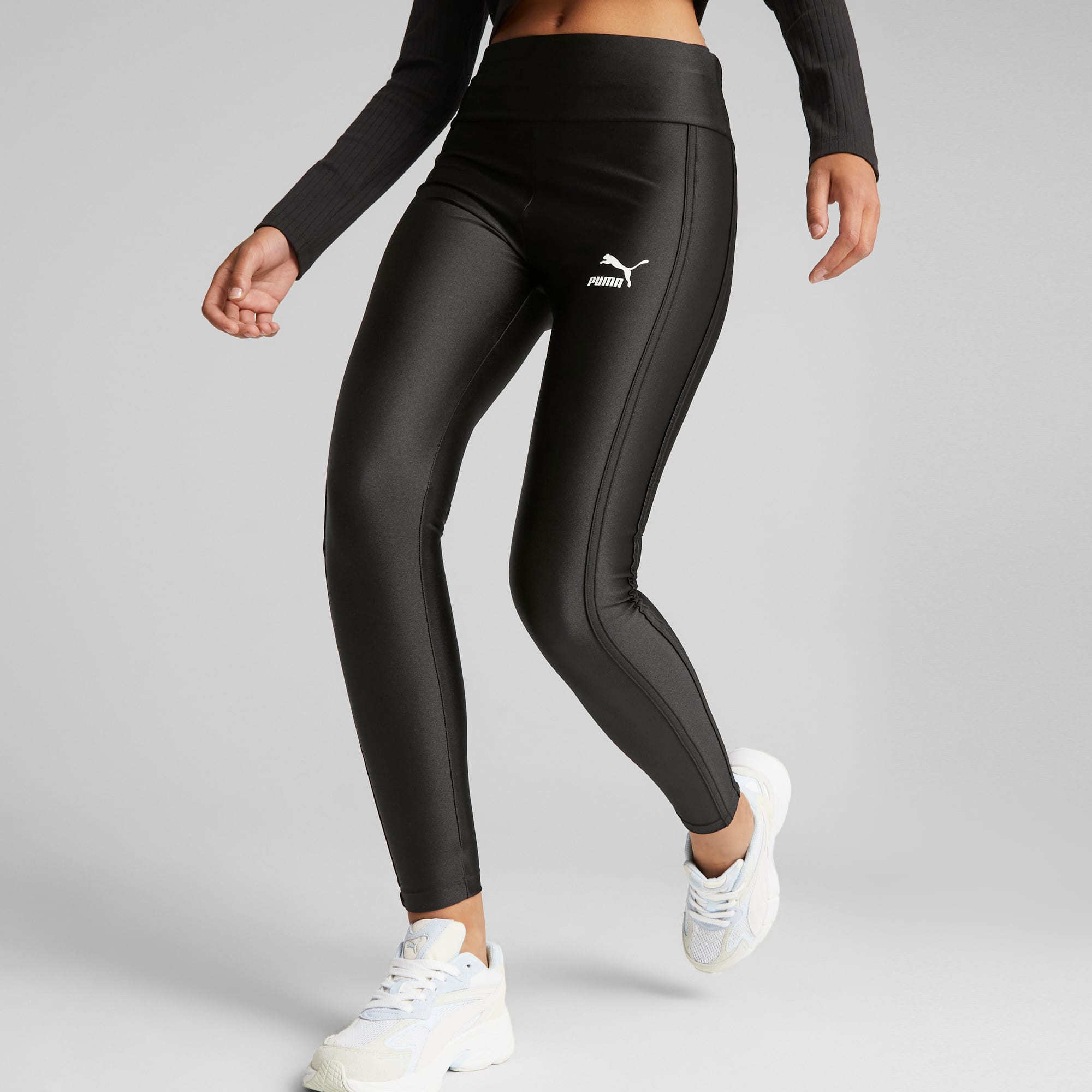 Shiny High-Waisted Leggings for Girls