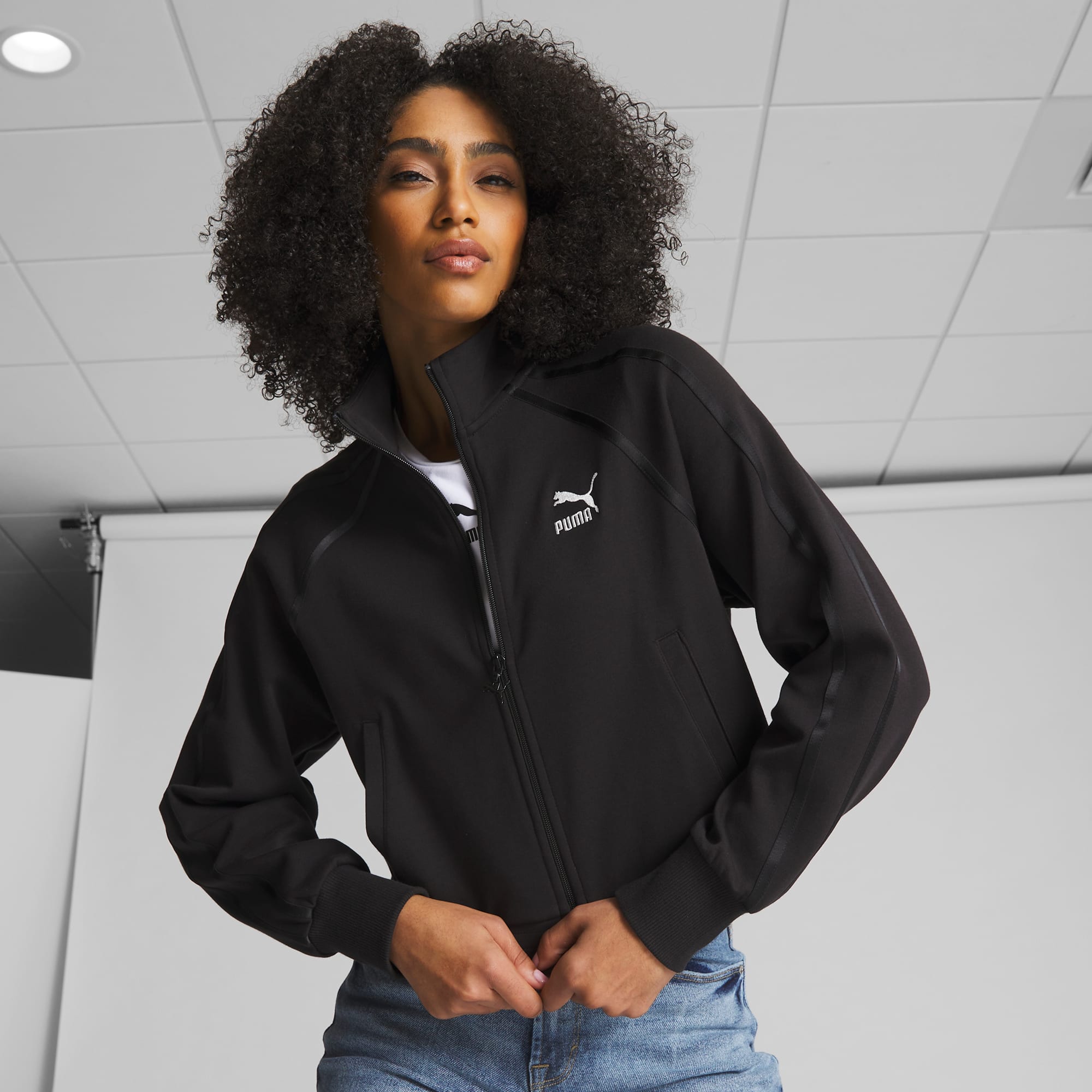 Puma Classics T7 track top in black with leopard print - ShopStyle  Activewear Jackets