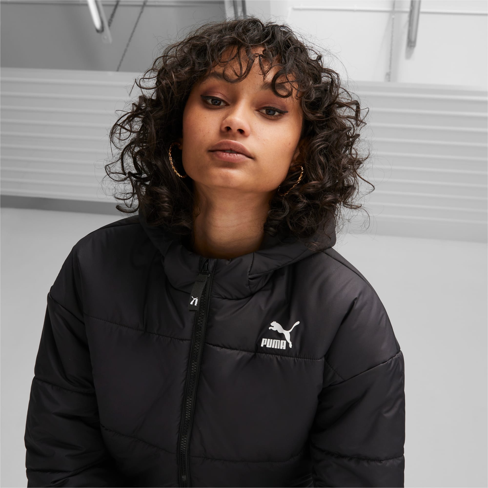 Puma cropped sales puffer jacket black