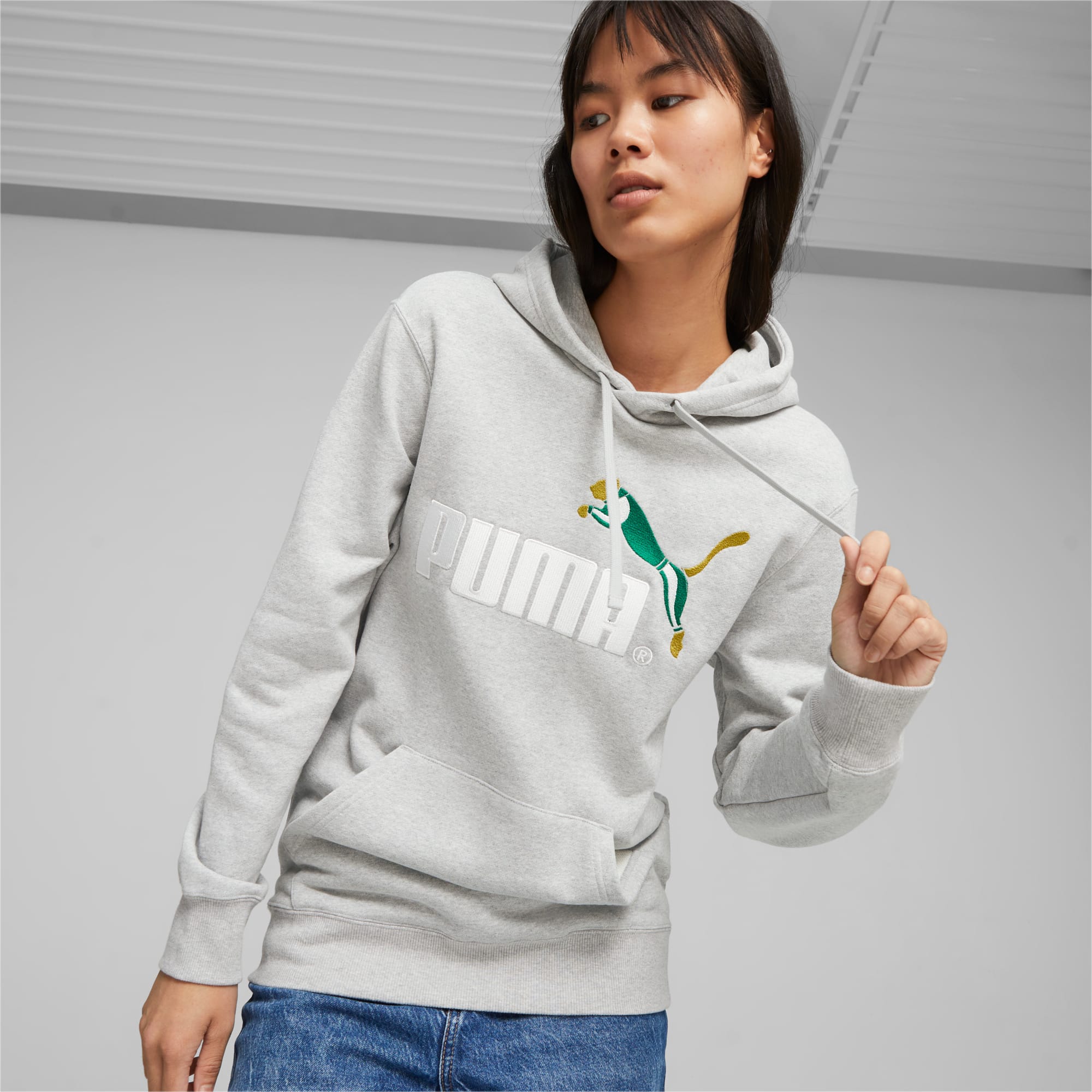 Grey puma hoodie best sale