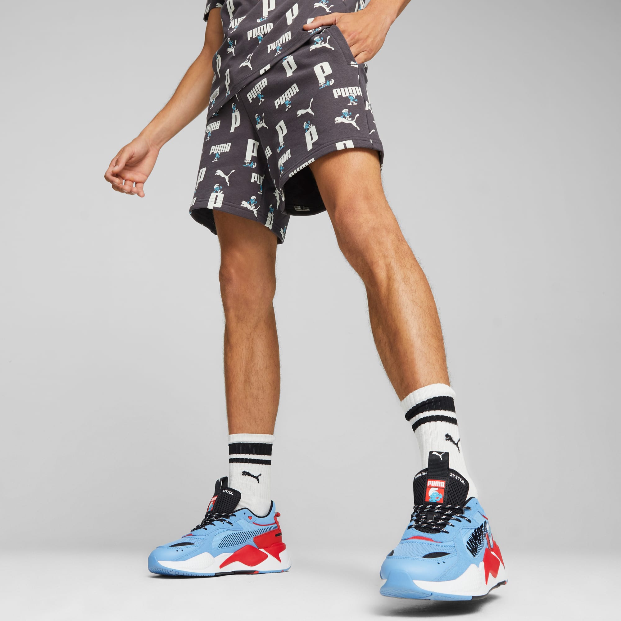 PUMA x THE SMURFS Shorts, Dark Coal-AOP, large-SEA