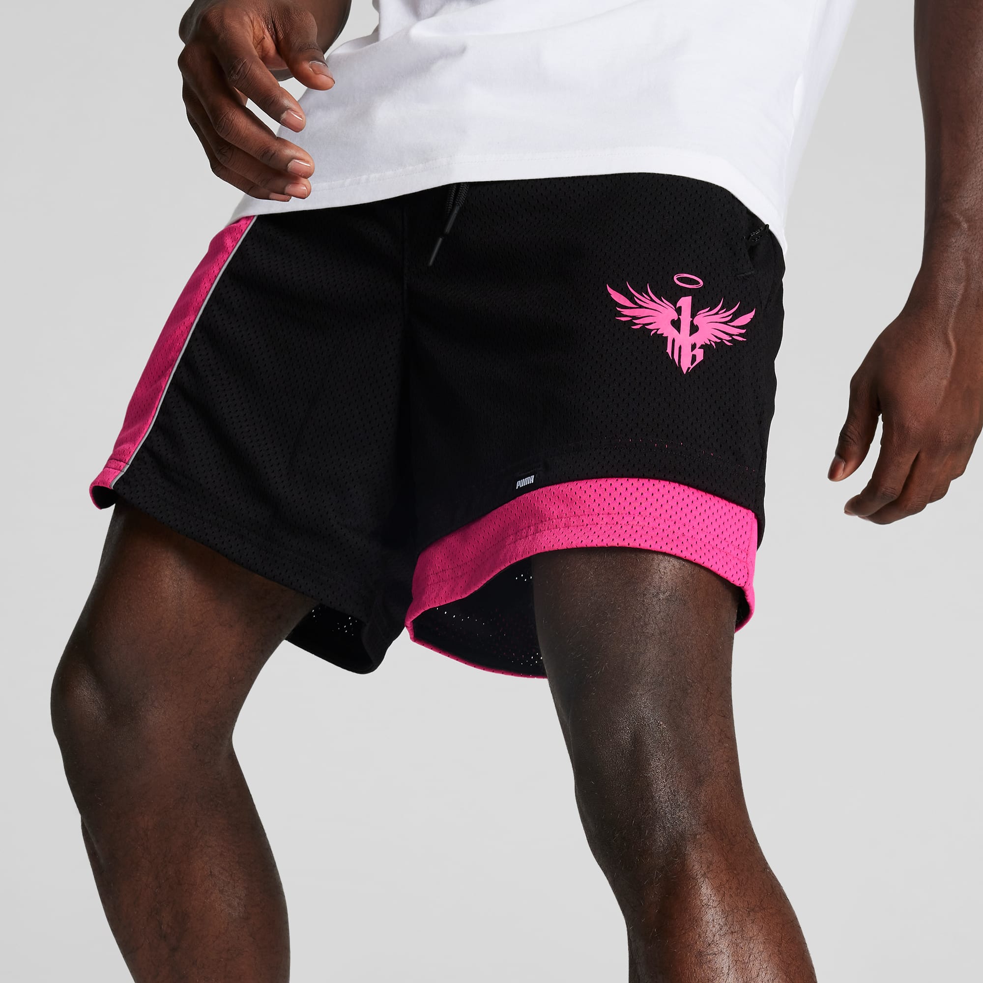 Black and pink basketball shorts best sale