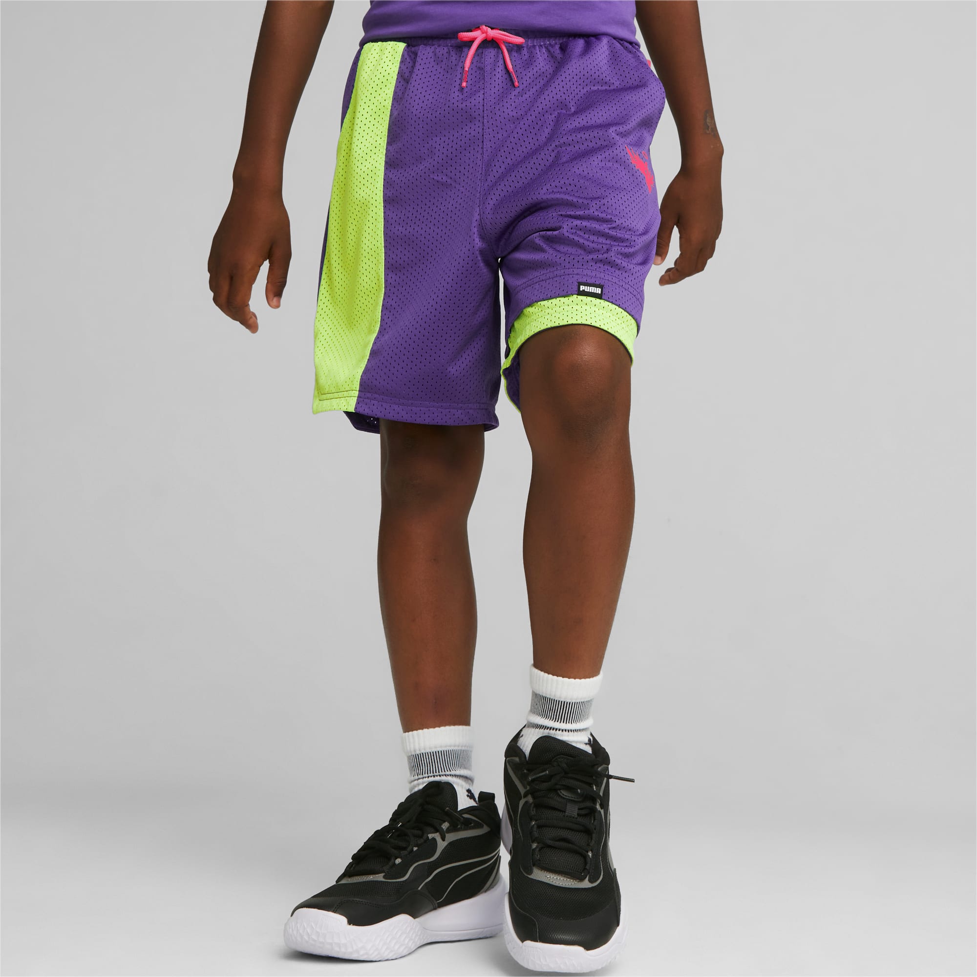 Youth purple basketball shorts top