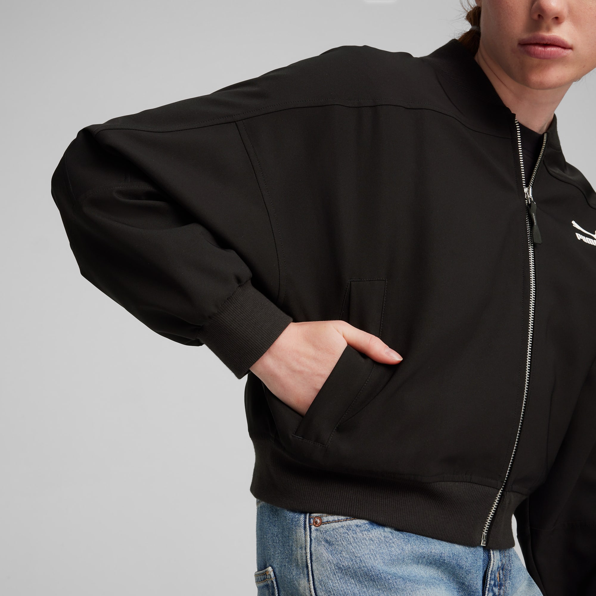 Black shiny bomber jacket outlet