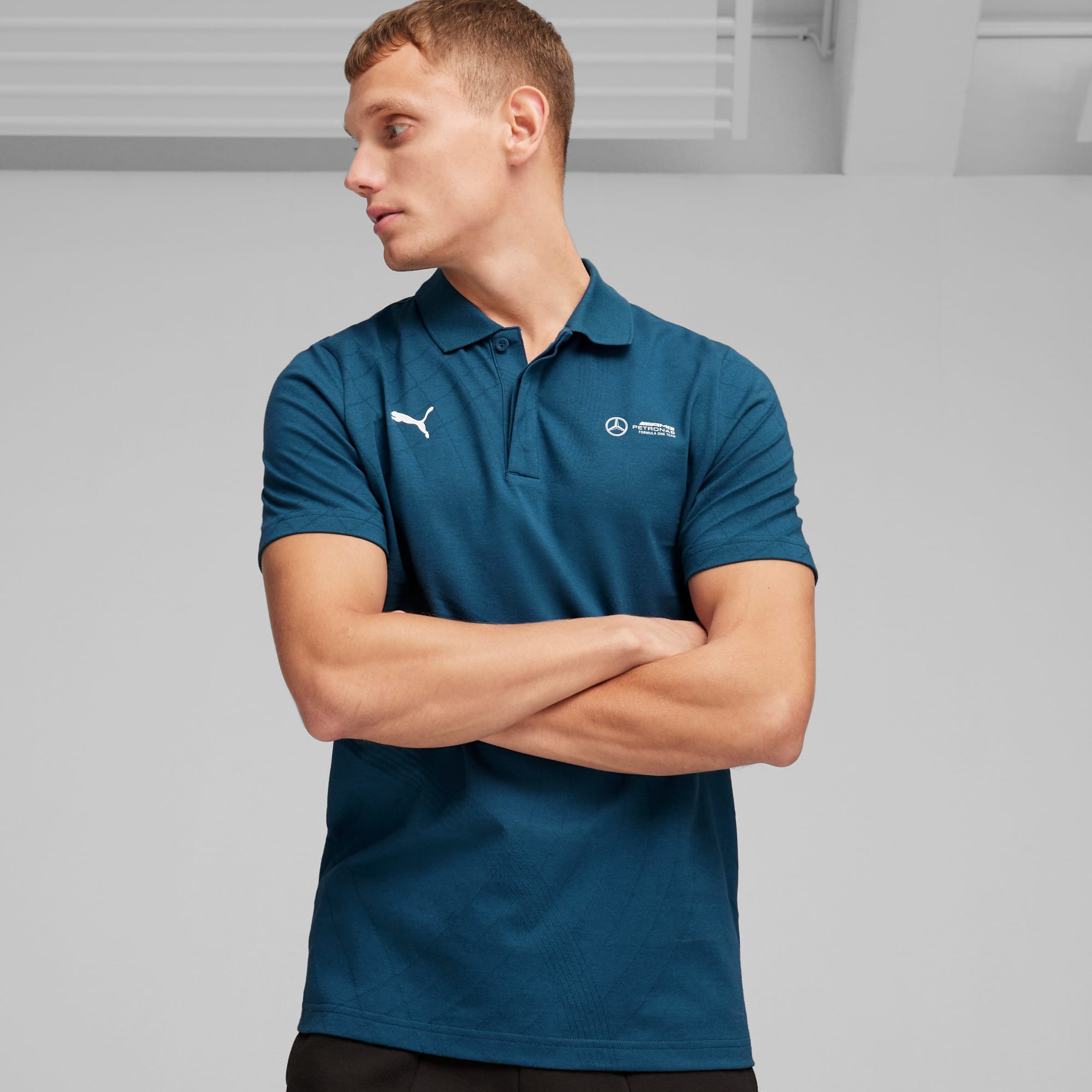 Mercedes AMG Petronas Motorsport Jacquard Men s Motorsport Polo PUMA Shop All Puma PUMA