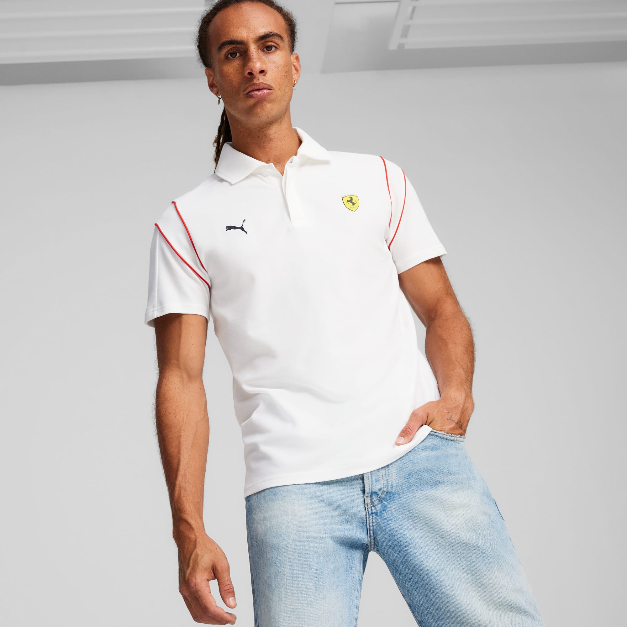 Scuderia Ferrari Race MT7 Men s Polo PUMA White PUMA Shop All Puma PUMA