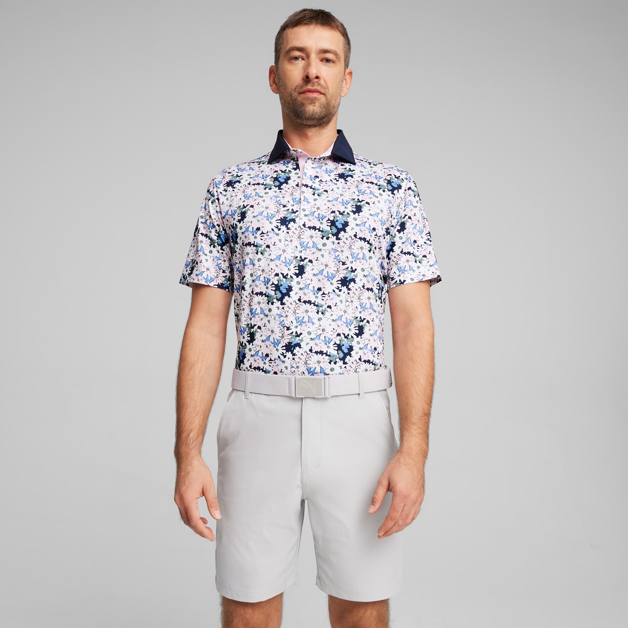 PUMA x Arnold Palmer Floral Men s Polo White Glow Deep Navy PUMA Shop All Puma PUMA