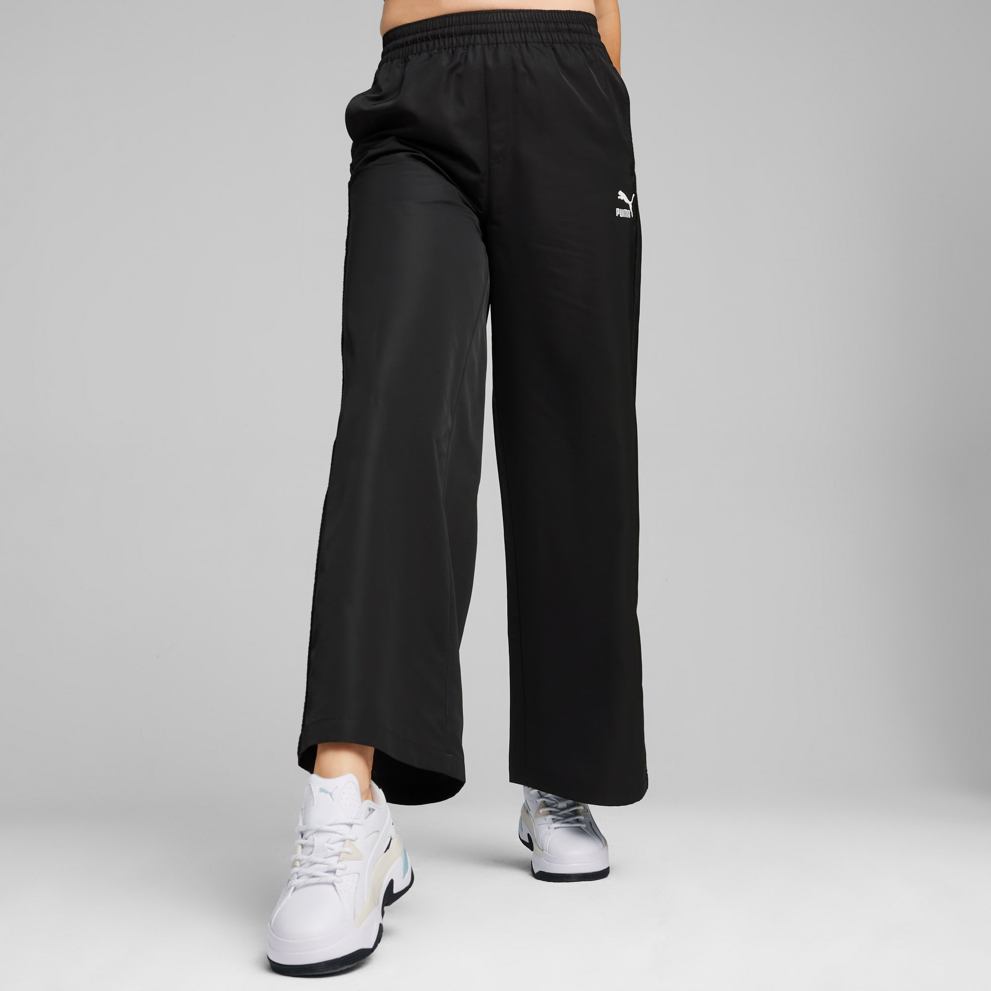 PUMA T7 Flared Pants Solid Women Black Track Pants