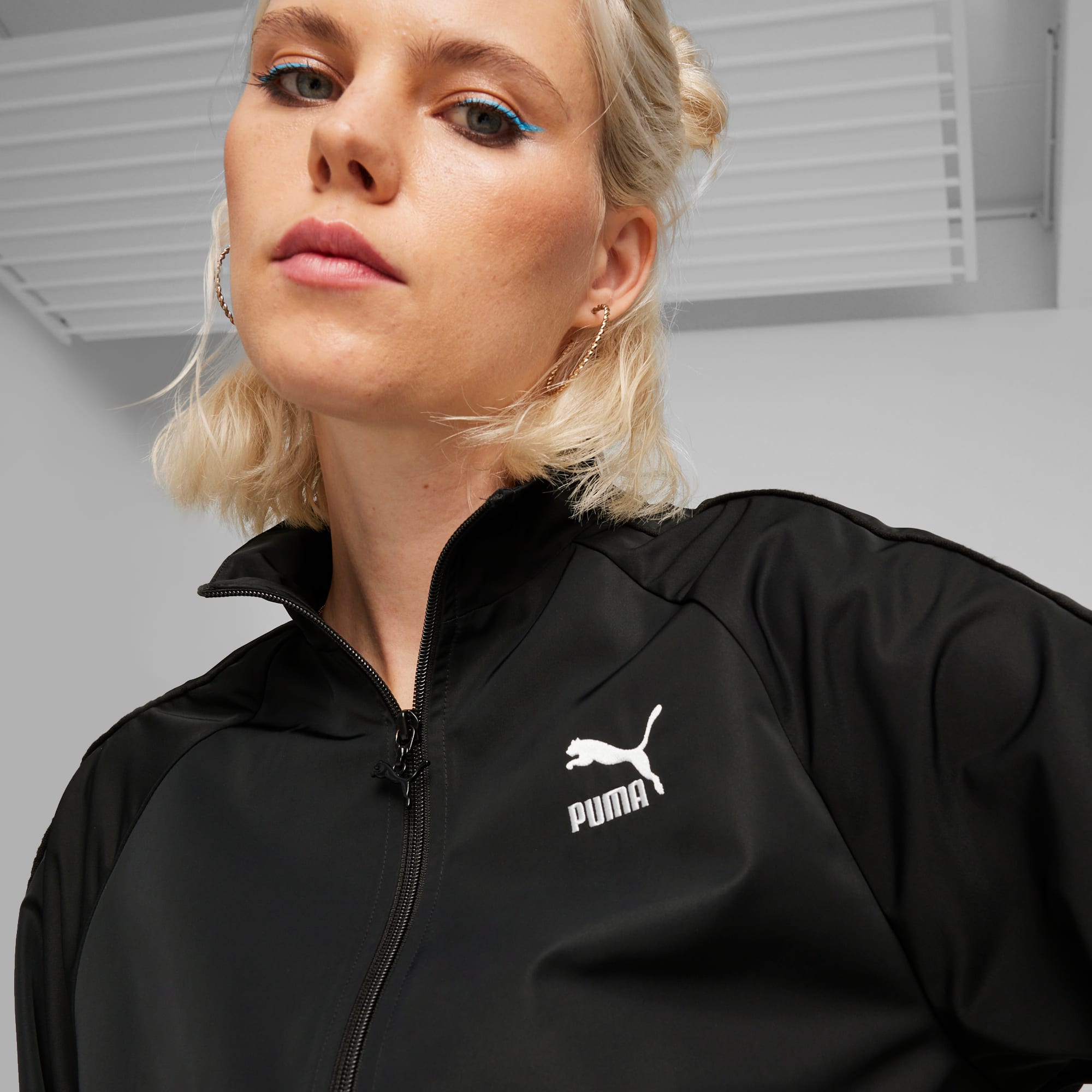 PUMA Women's T7 Crop Track Jacket, Black, X-Small at  Women's  Clothing store