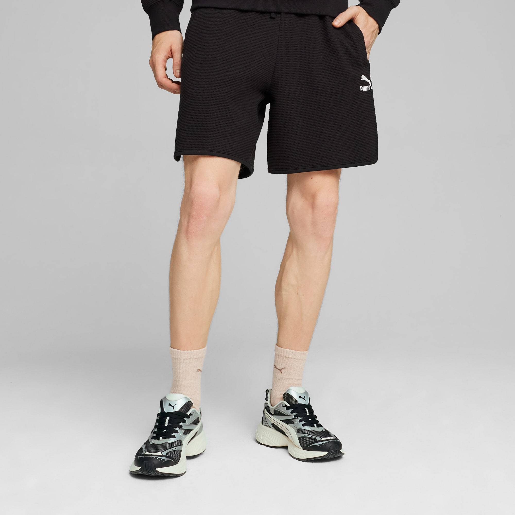 CLASSICS Men s Waffle Shorts PUMA Black PUMA Classics T7 PUMA