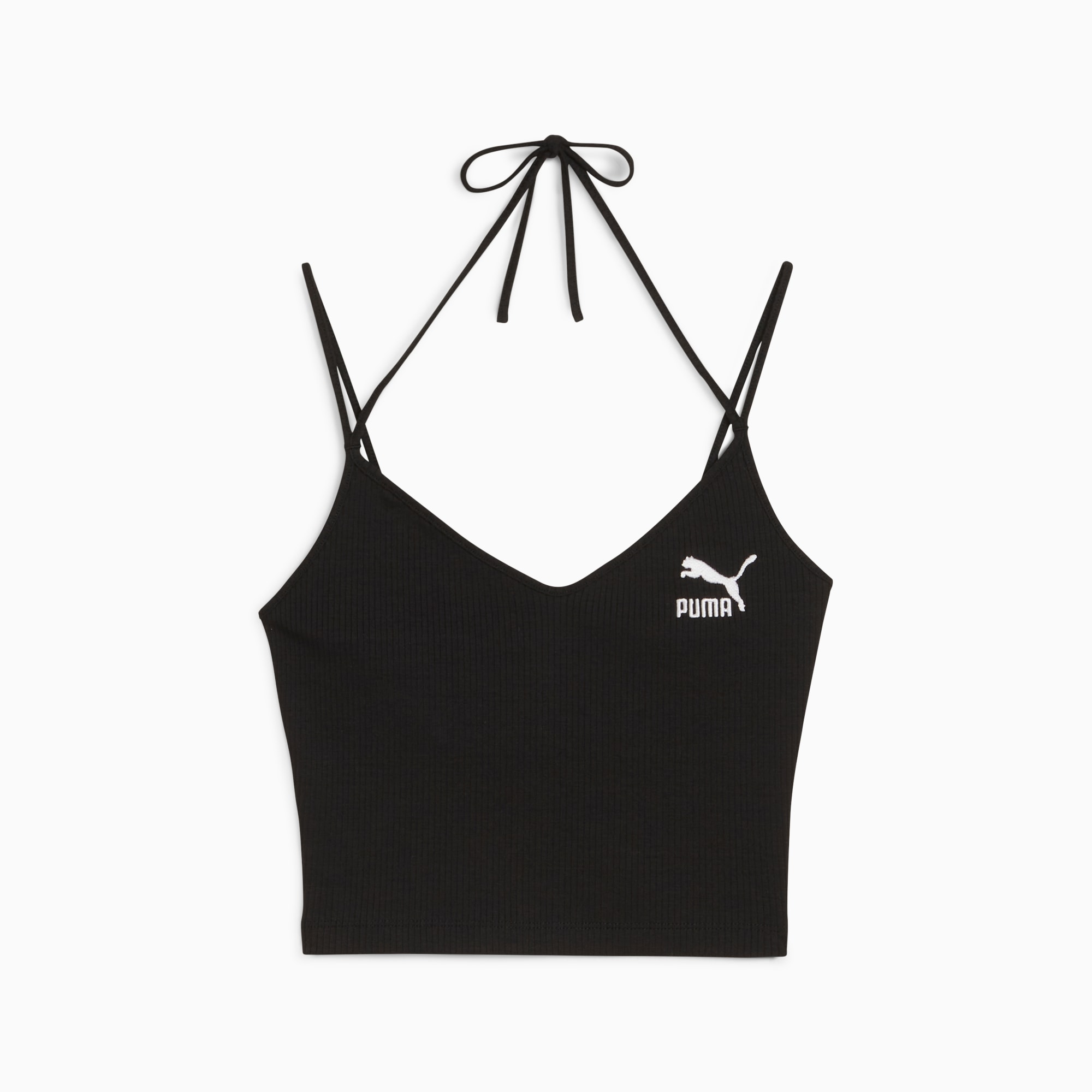 Puma, Intimates & Sleepwear, Puma Sz Xl Black Ribbed Longline Sports Bra  Crop Top Strappy Back Seamless