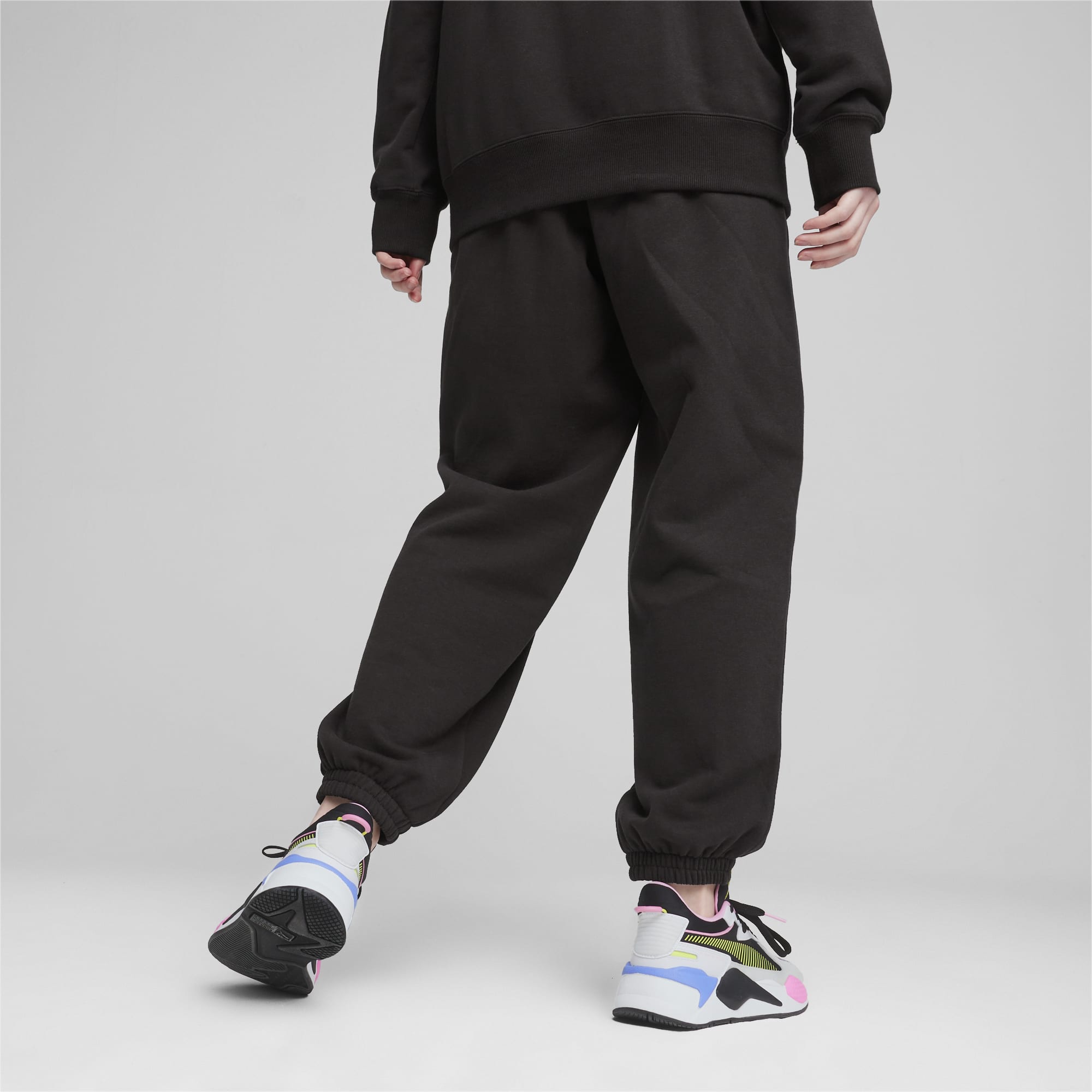 Nike Sweatpants Womens L Dark Grey Baggy Fit Black Swoosh