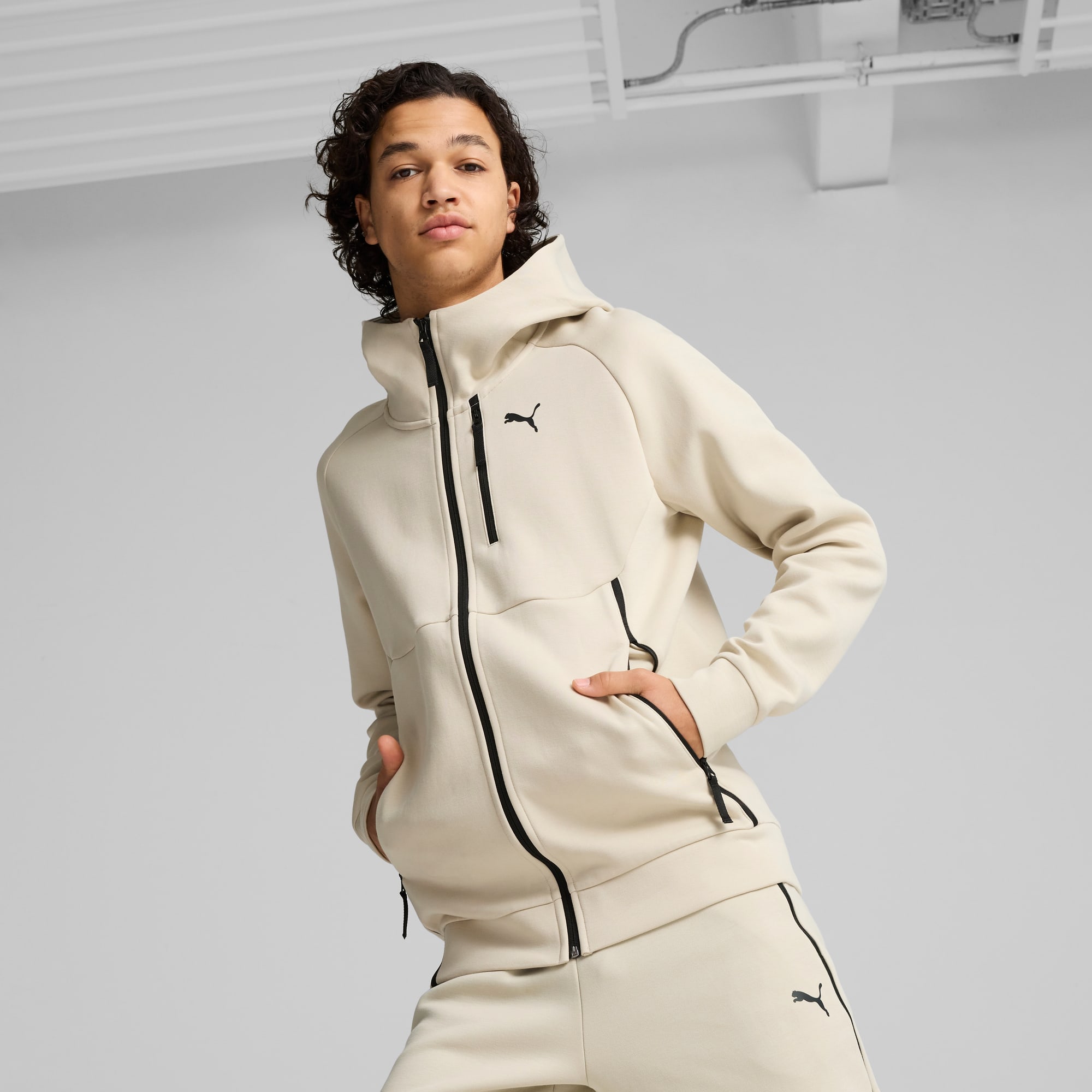 Felpa con cappuccio e zip integrale PUMATECH da uomo