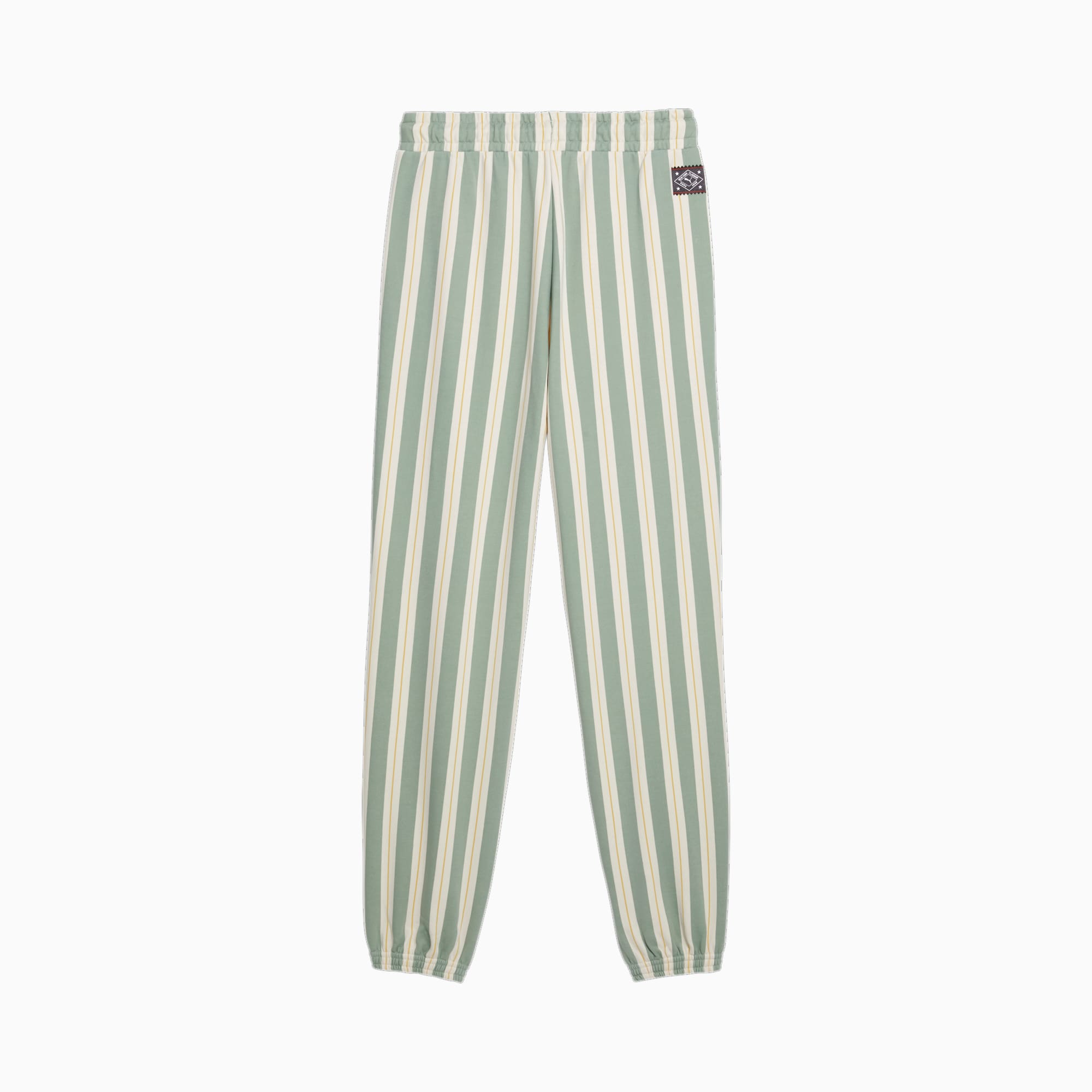 Alcis Women Green & White Striped Track Pants WTPMA210571-XS