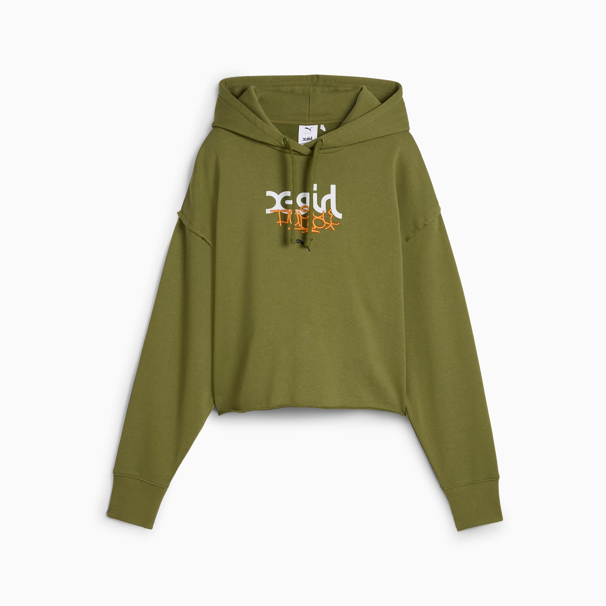 Olive green puma hoodie womens shop