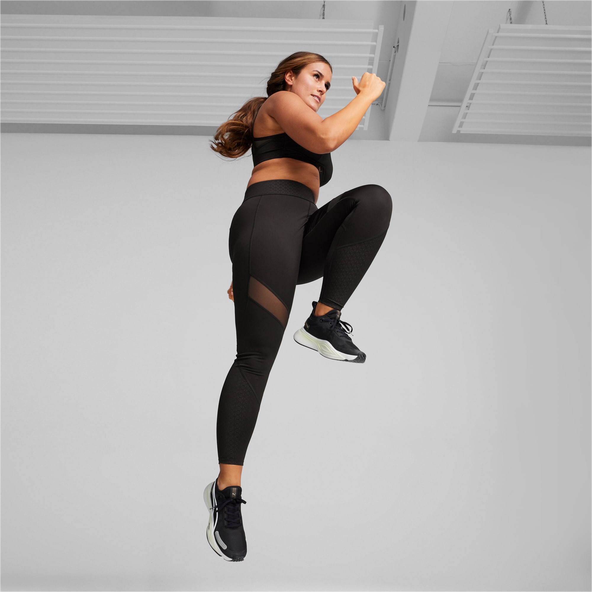 WOMEN'S MESH PANEL TRAINING TIGHT, Performance Black, Tights & Leggings