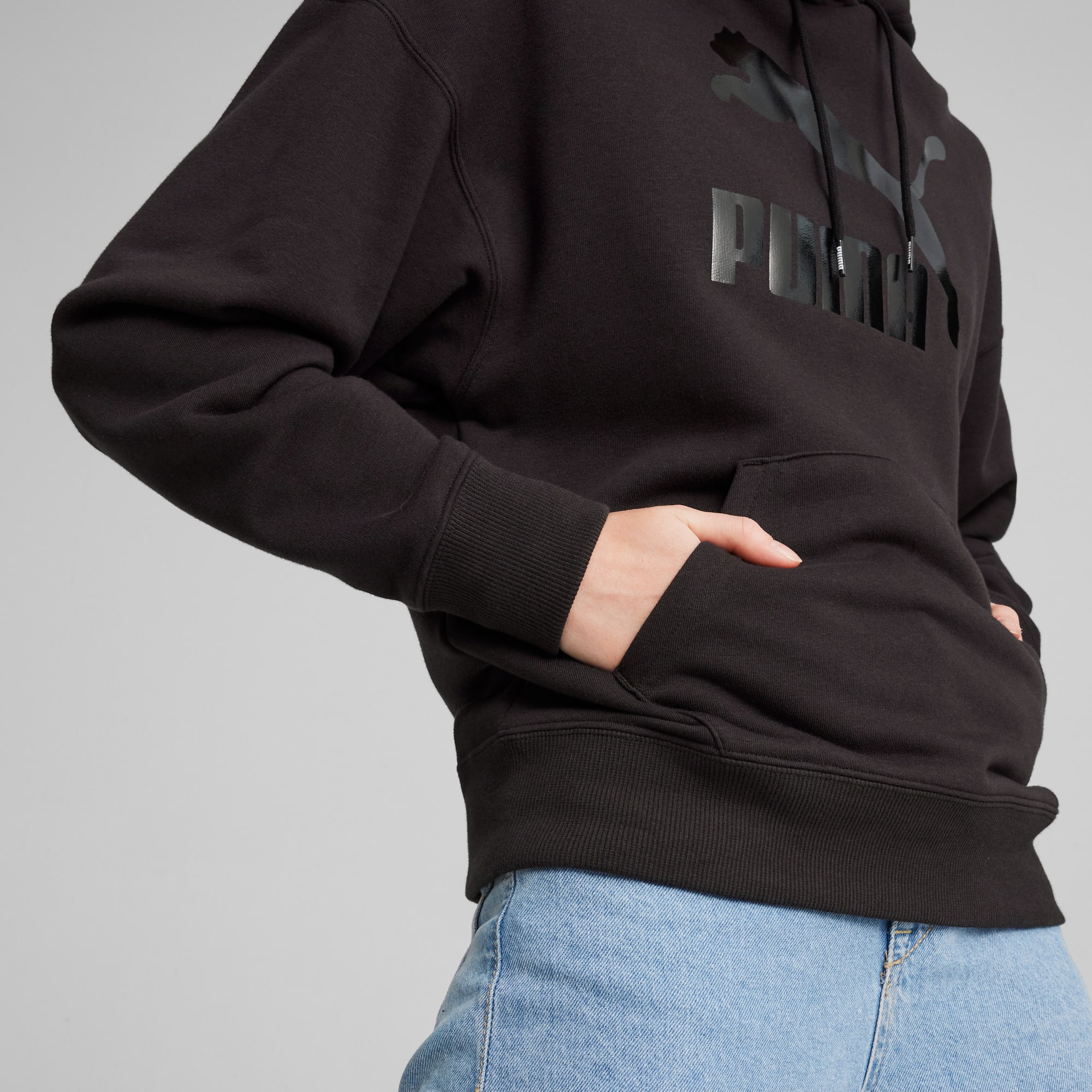 CLASSICS Shiny Logo Women s Hoodie PUMA