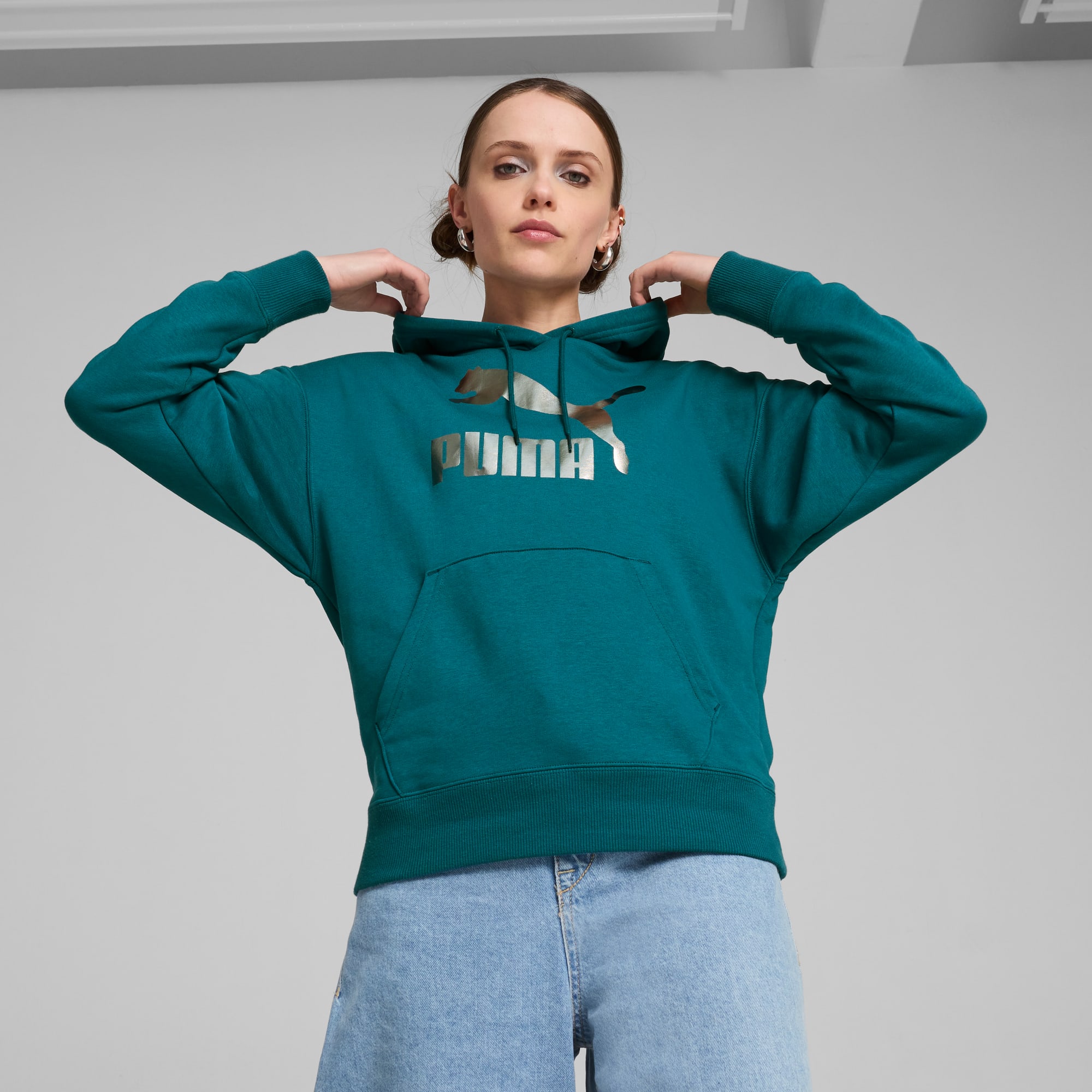 Polera con capucha CLASSICS Shiny Logo para mujer
