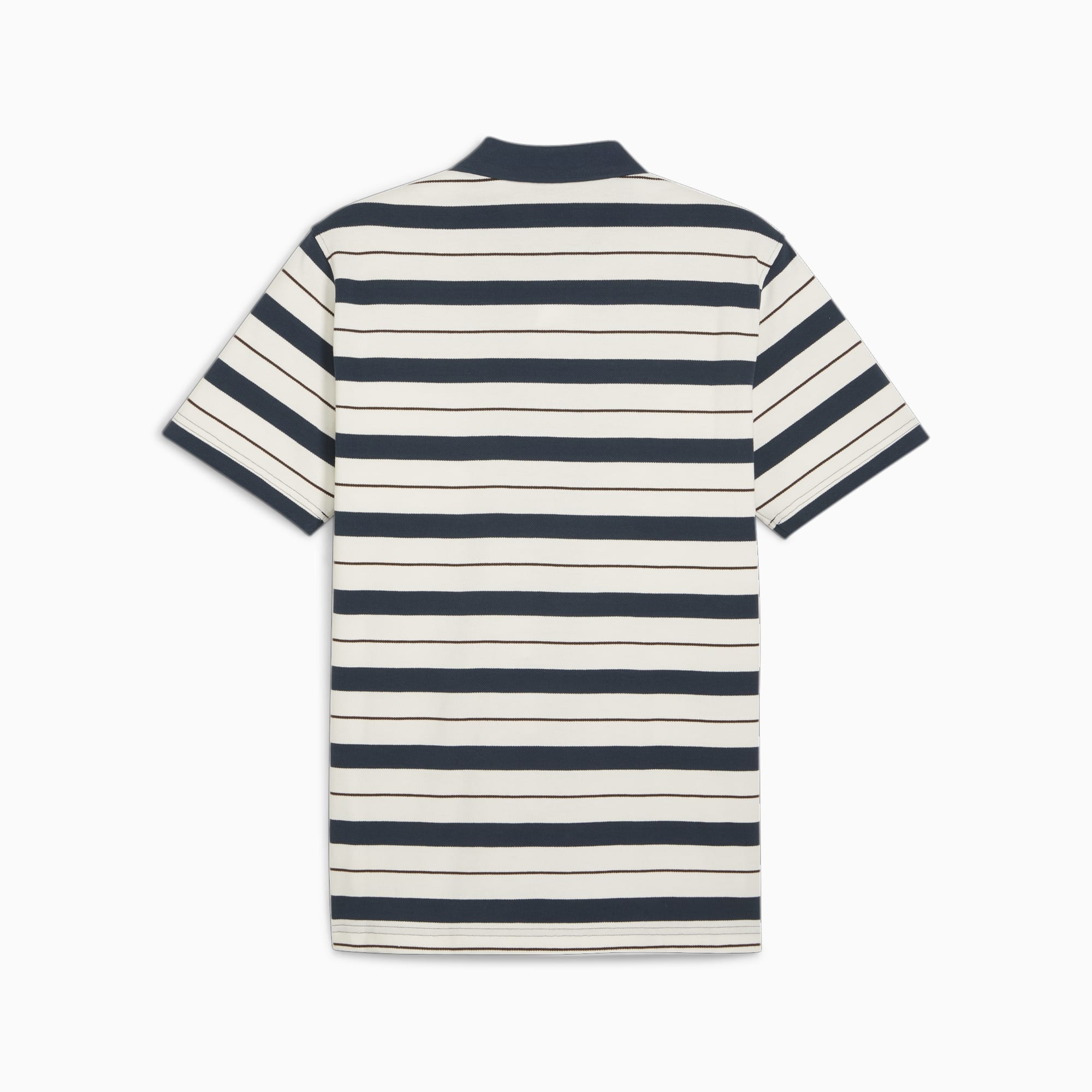 Polo de golf à rayures Sunday PUMA x QUIET GOLF, Warm White-Dark Night, large