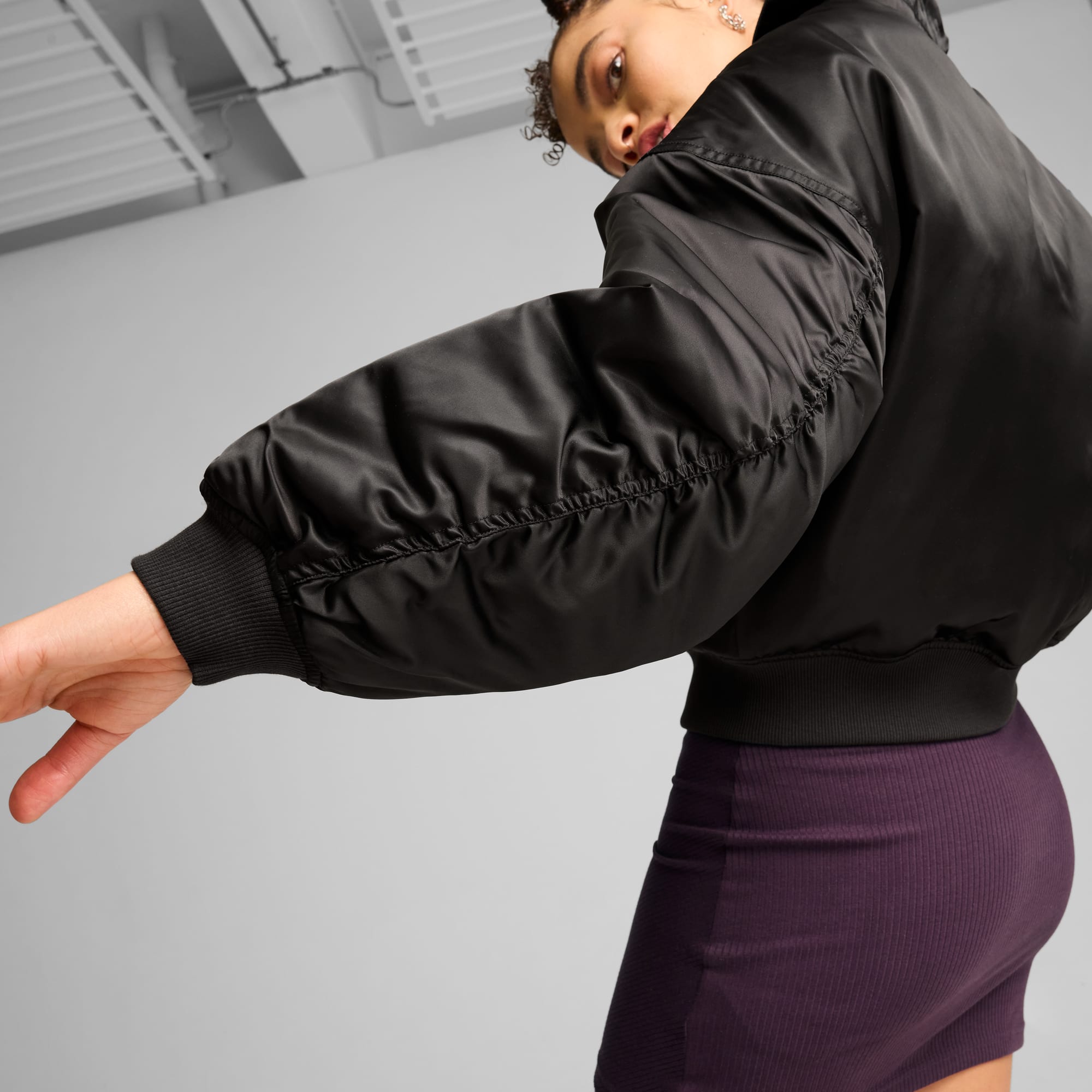 Satin Women s Bomber Jacket PUMA Black PUMA Shoes PUMA