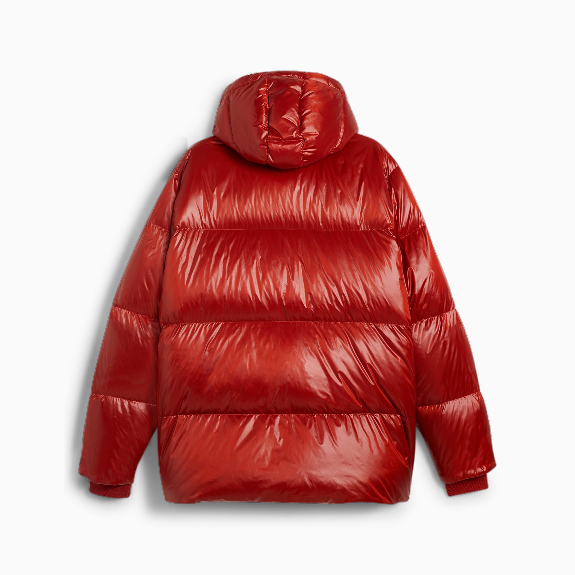 Red shiny puffer jacket top