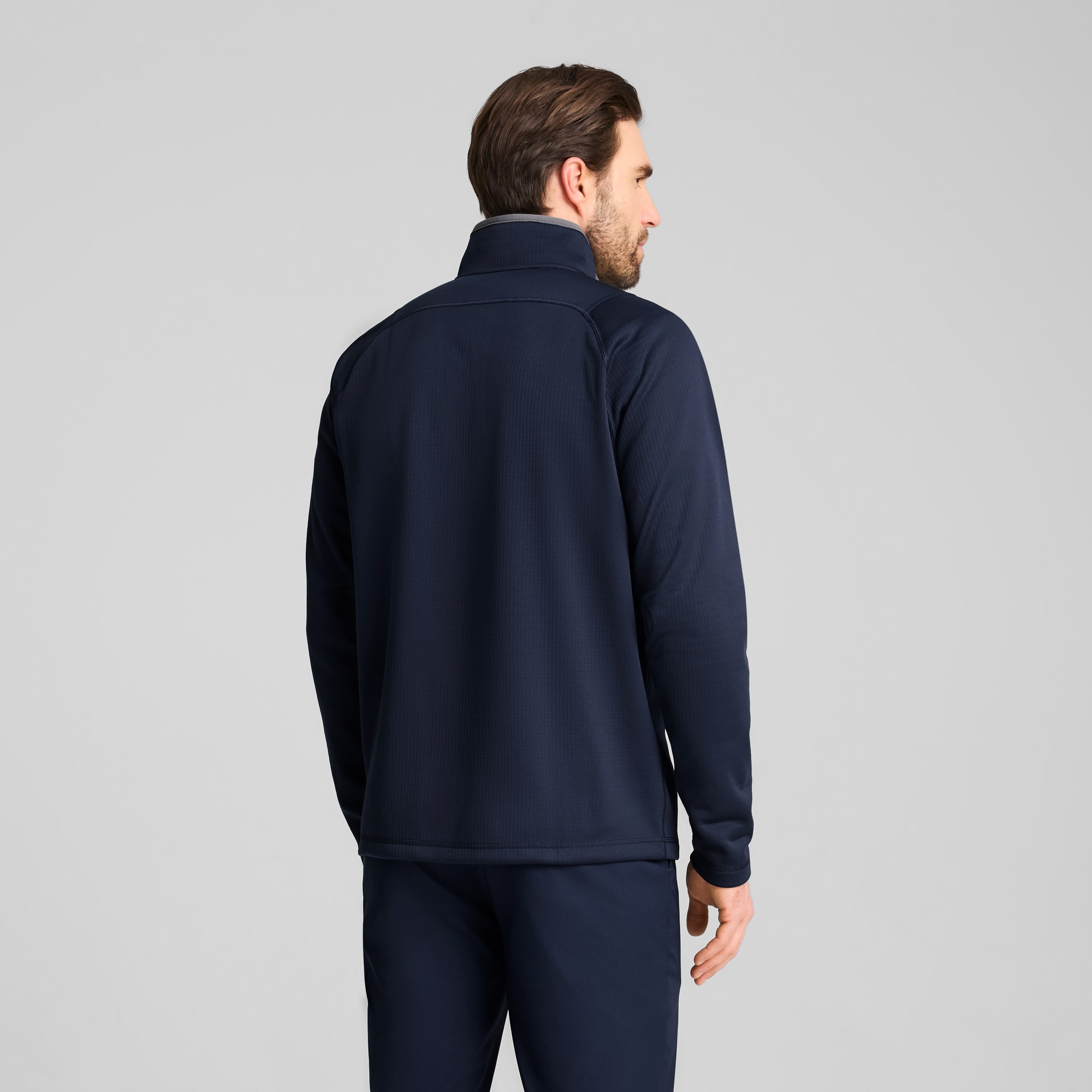Waffle Golf-Fleece mit viertellangem Reißverschluss Herren, Deep Navy, large