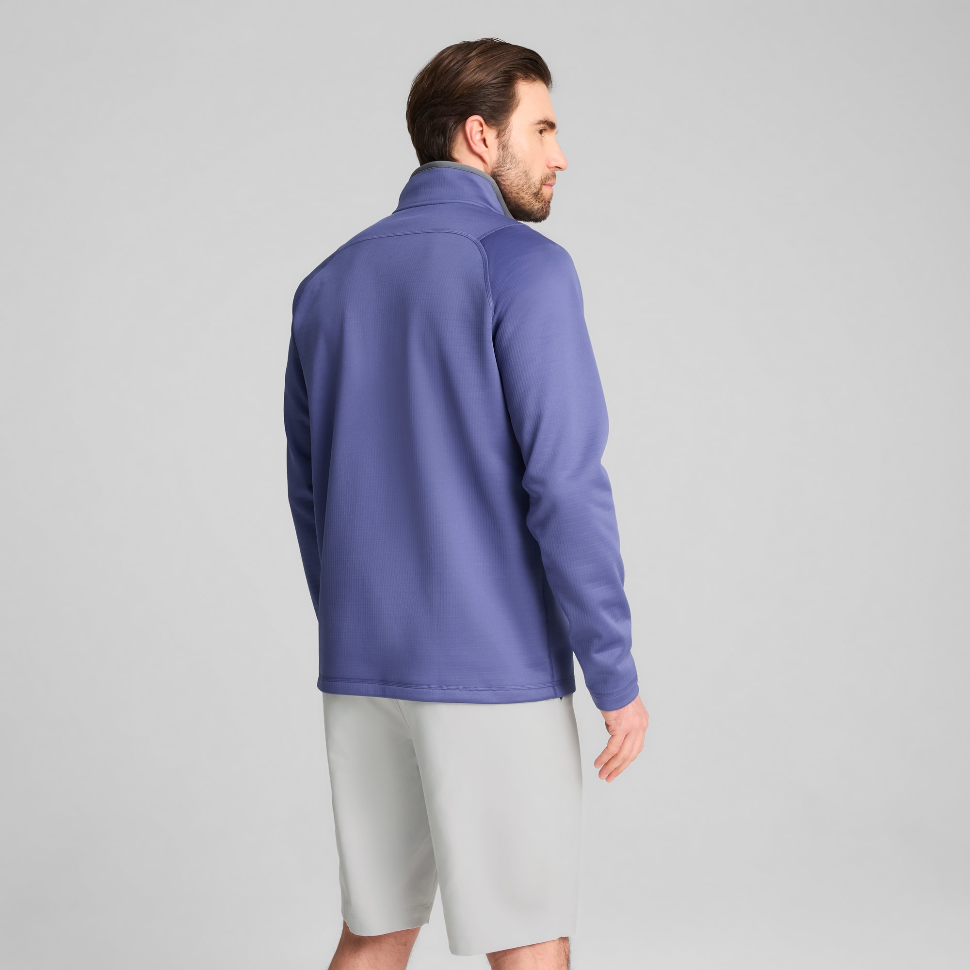 Waffle Fleece Golf Quarter-Zip Men, Blue Crystal, large