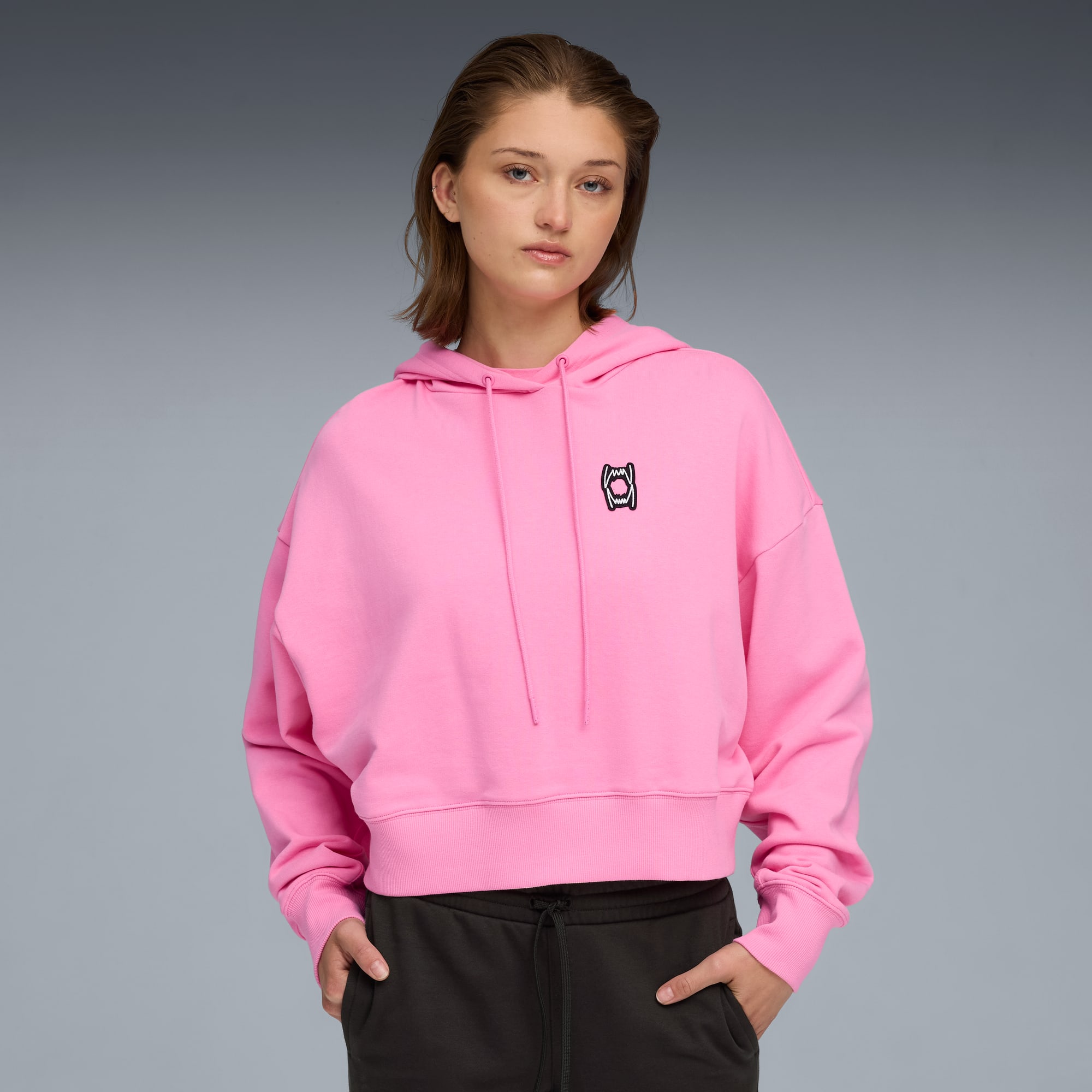 Sudadera de baloncesto con capucha Pivot para mujer, Posie Pink, large