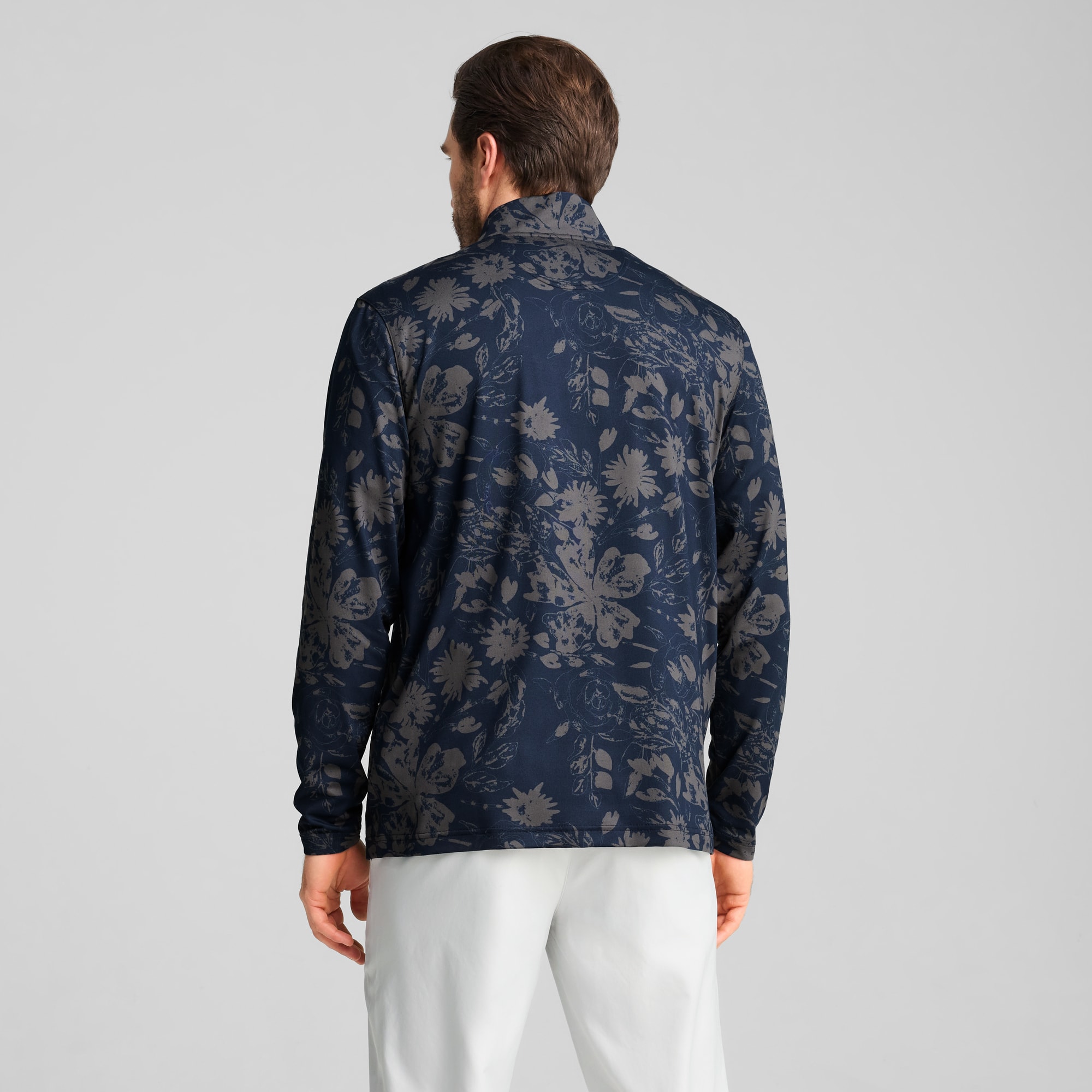 Pure 2.0 Rose Golf Quarter-Zip Jacket Men, Deep Navy-Strong Gray, large