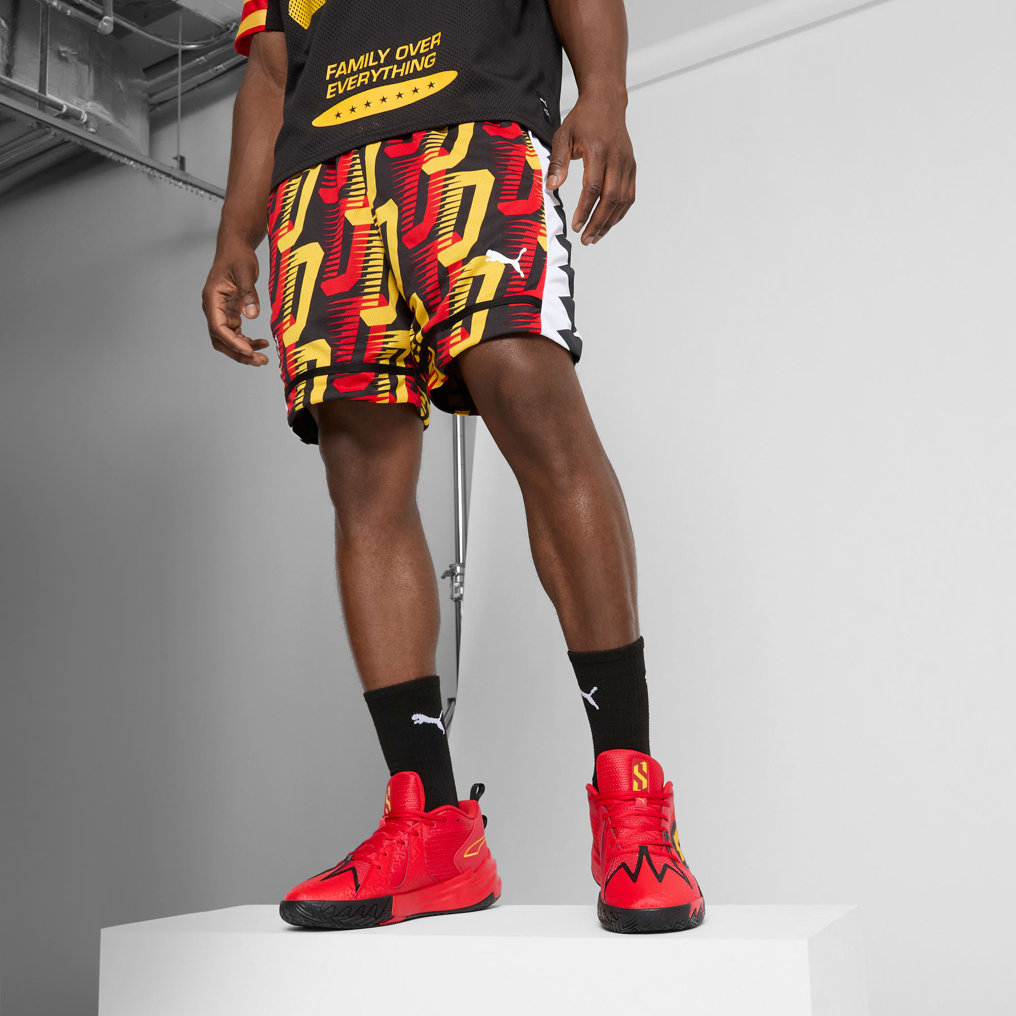 Puma Scoot All Jaws All Over Print Men s Basketball Shorts Black Aop XL