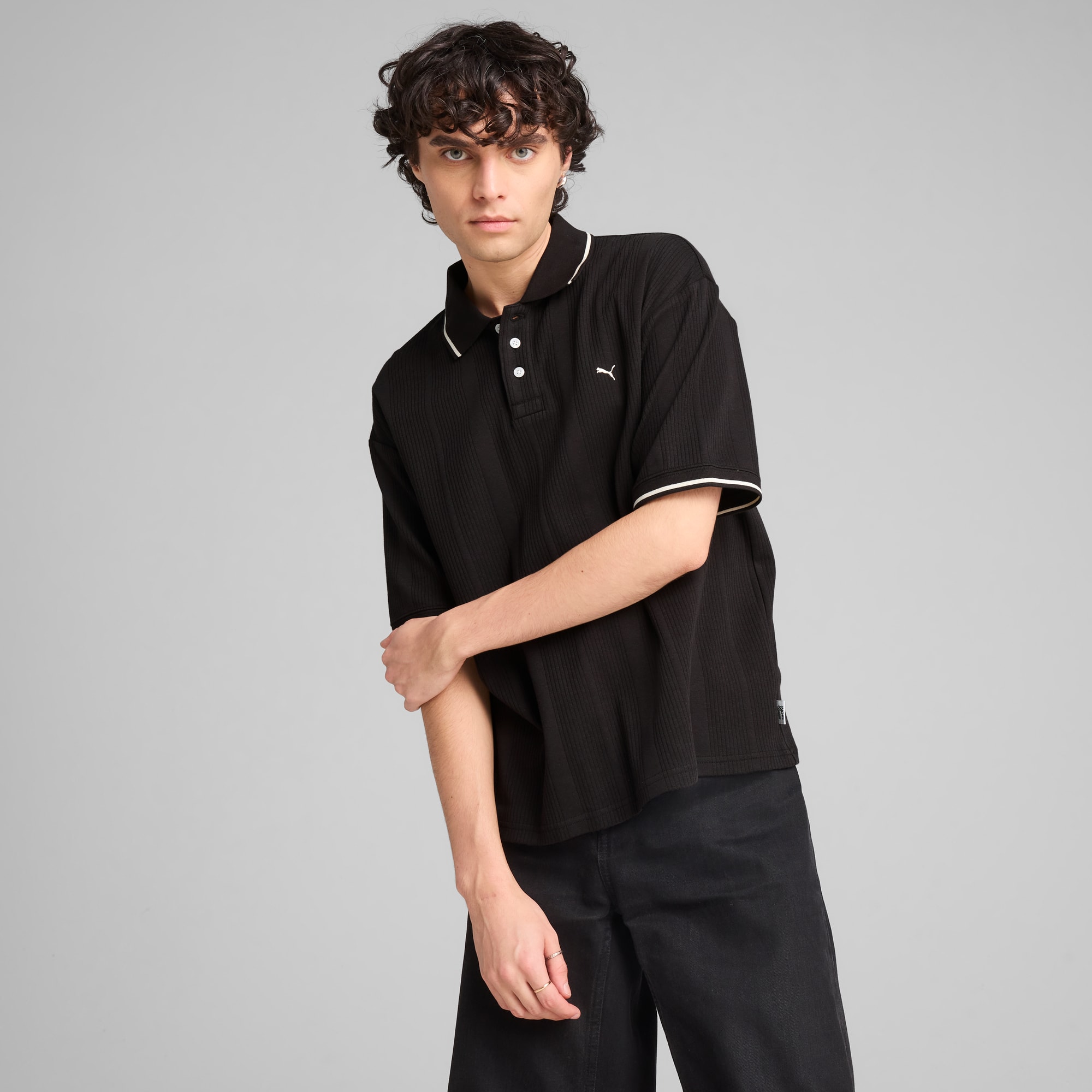 トップス DETW 25SS Dark PU Leather Polo Tee Zip-Up Polo | PORSCHE SHOP